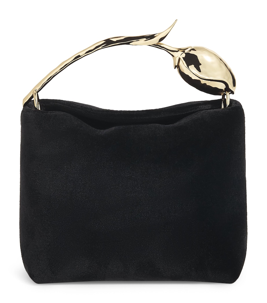 Mini Velvet Bloom Top-Handle Bag BLACK Image 1