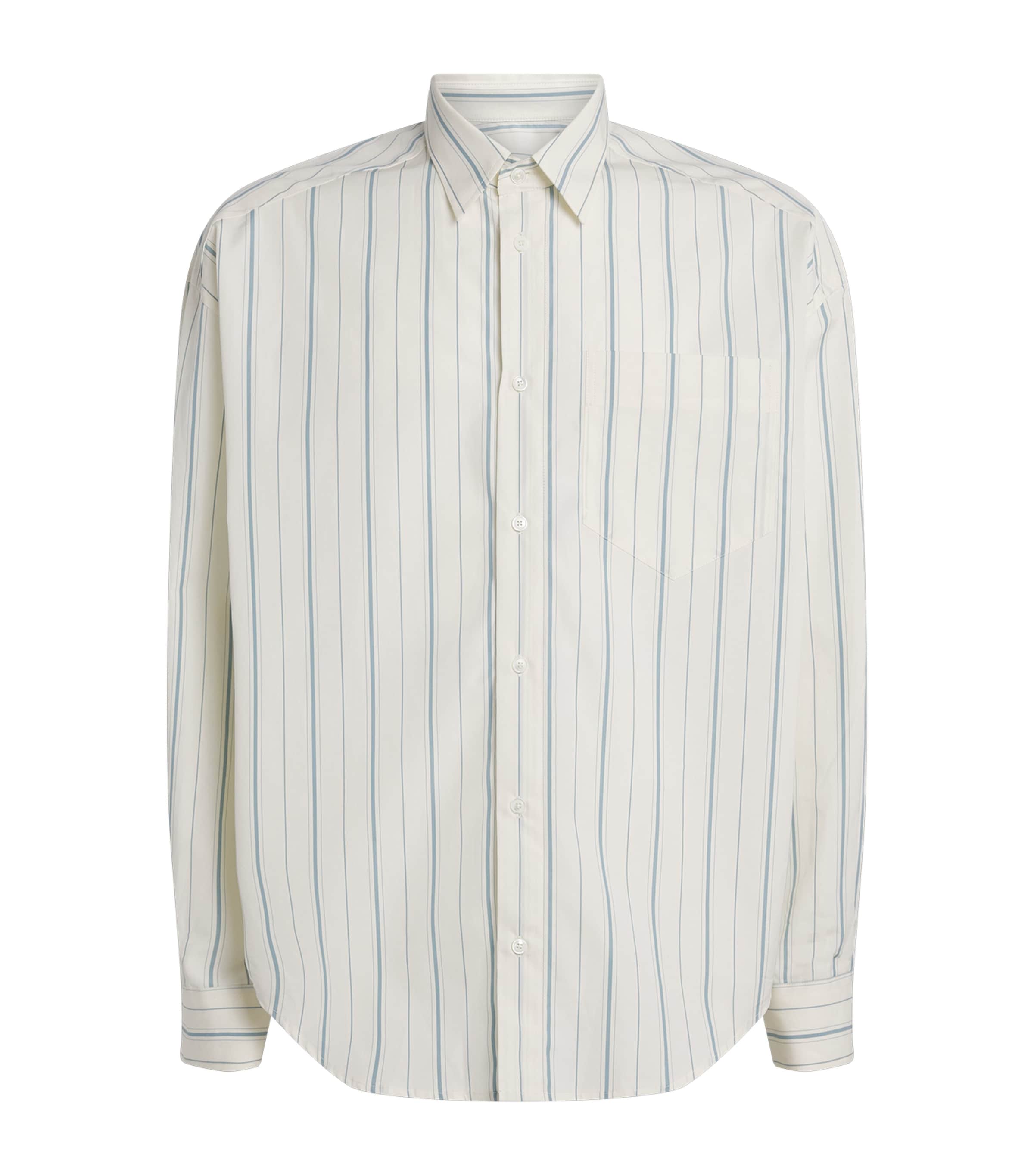 Ami Alexandre Mattiussi Cotton Poplin Stripe Shirt In Green