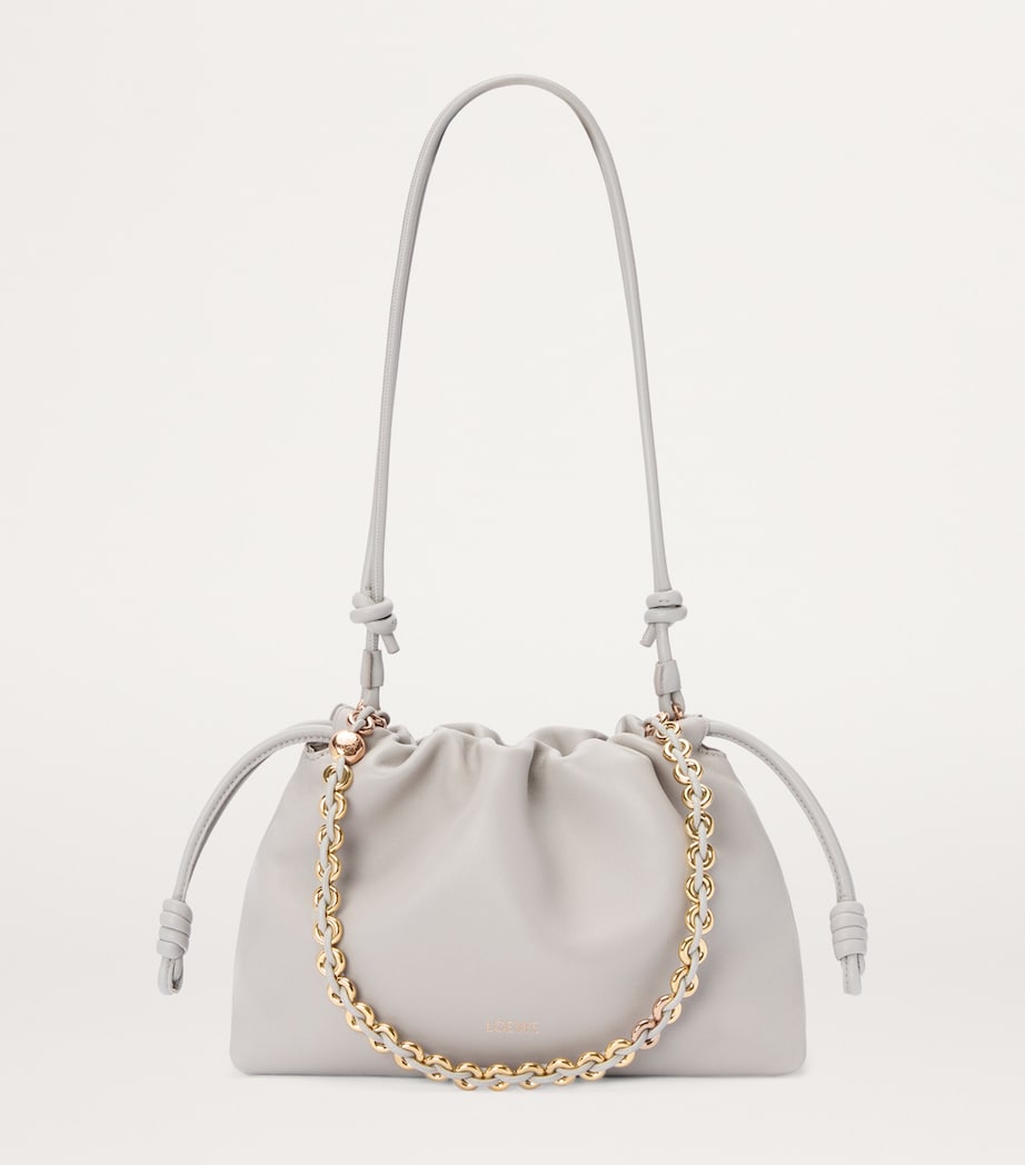 Medium Leather Flamenco Shoulder Bag SHELL GREY Image 7