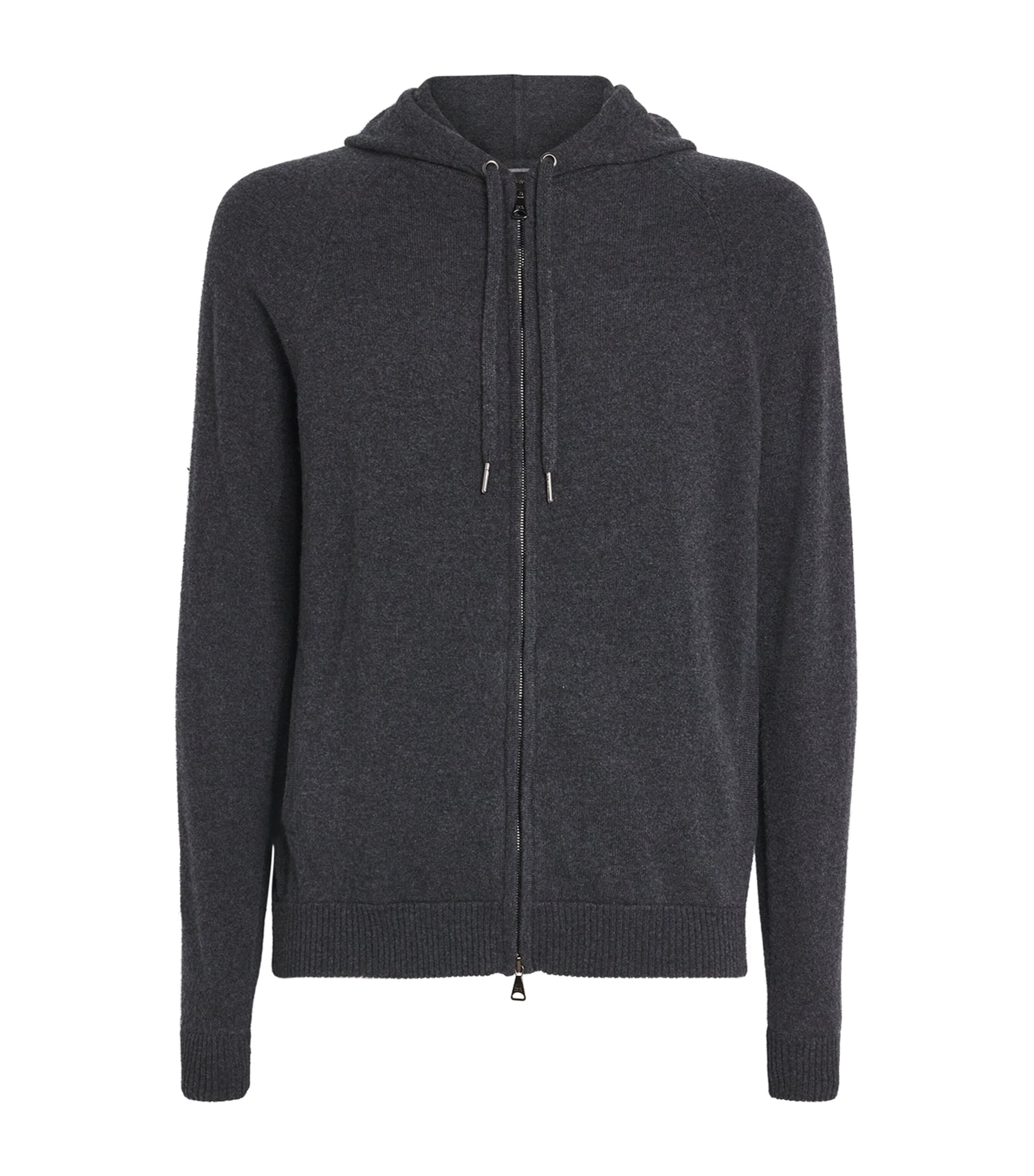 Derek Rose Cashmere Finley Zip-up Hoodie In Black