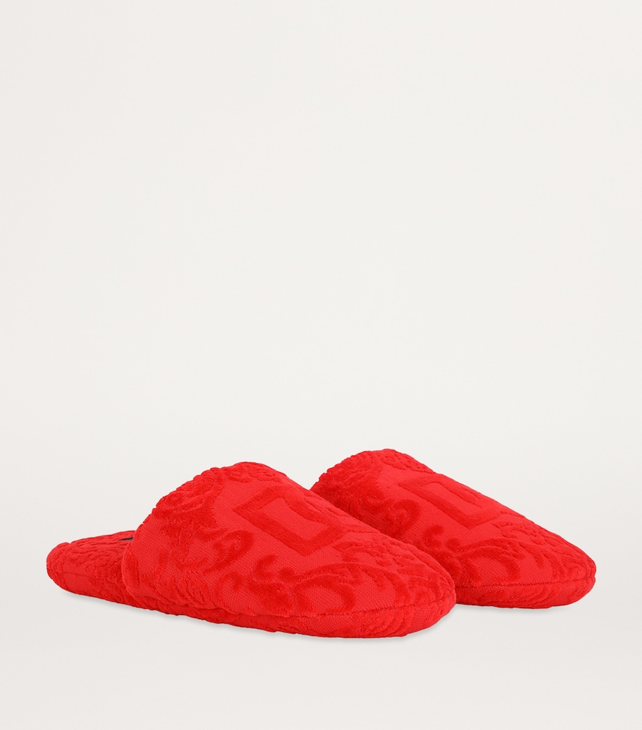 Dolce&Gabbana Casa Terry Cotton DG Slippers Rosso Image 2