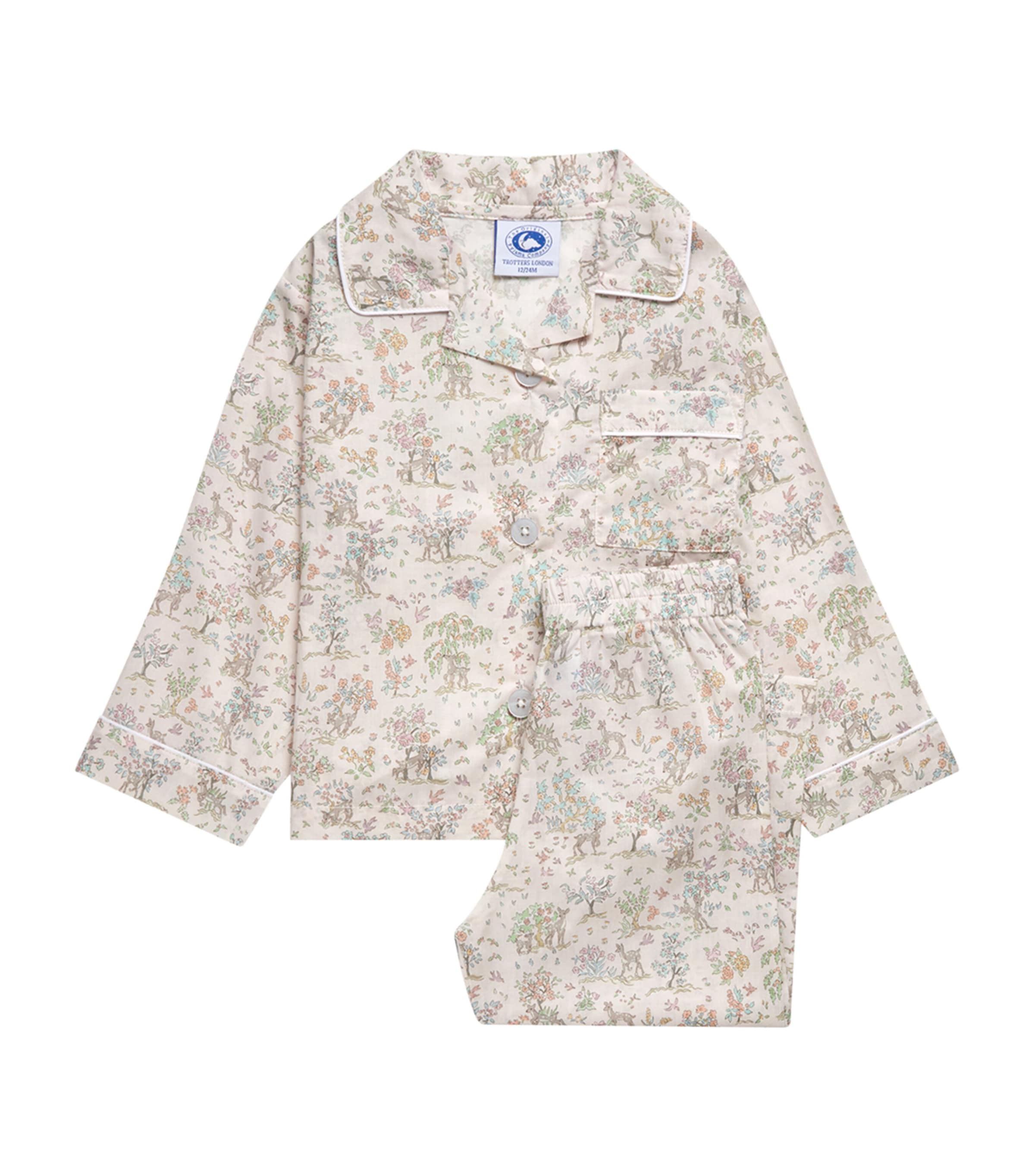 Trotters Kids' Cotton Liberty Print Fawn Pyjama Set In Neutral