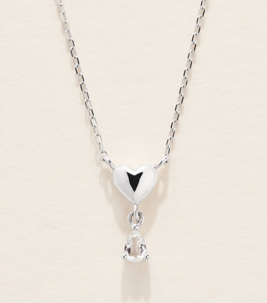 Astrid & Miyu White Gold and Topaz Heart Necklace White Gold Image 1