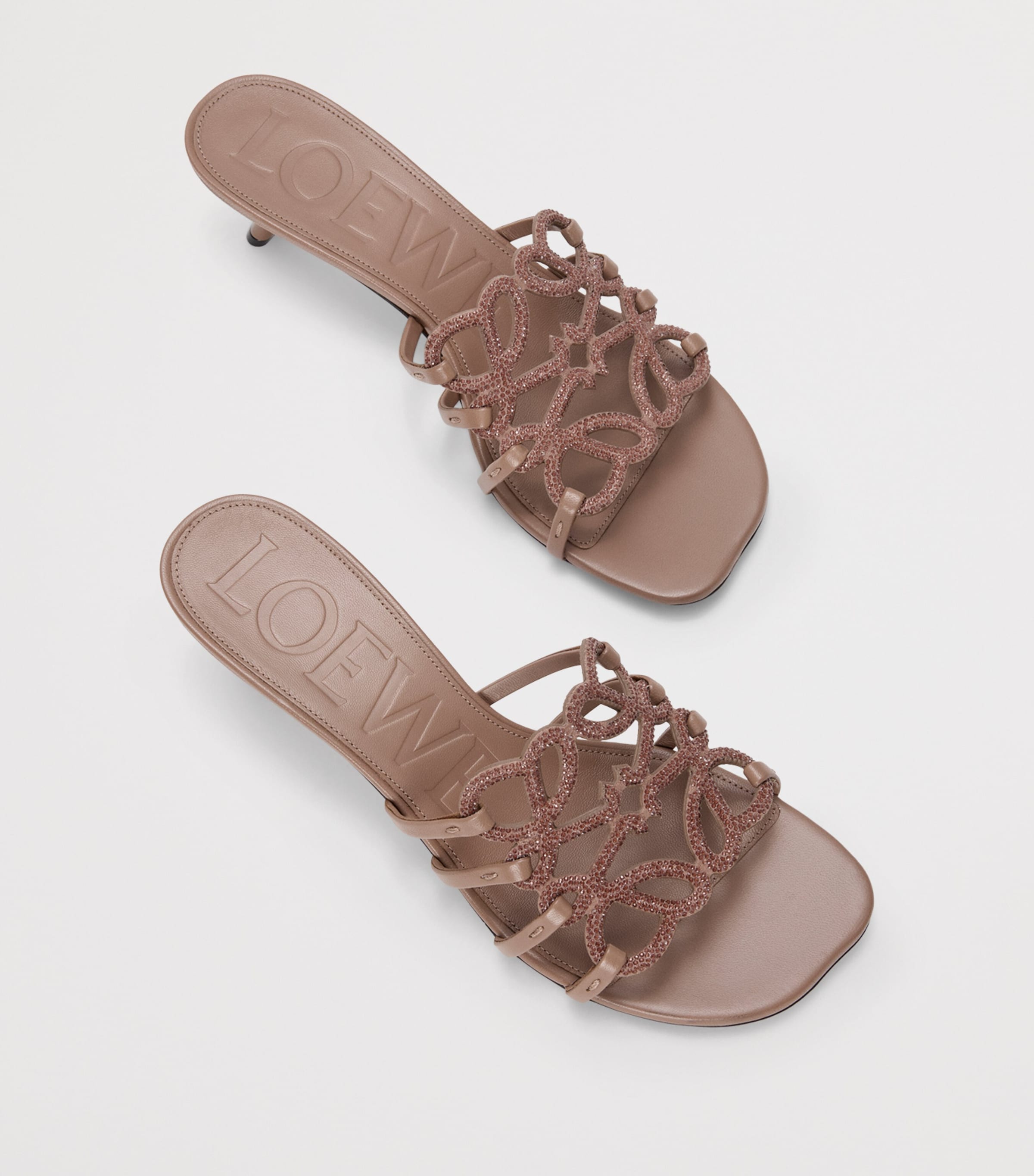 Leather Petal Anagram Mules 45 LIGHT TAUPE Image 3