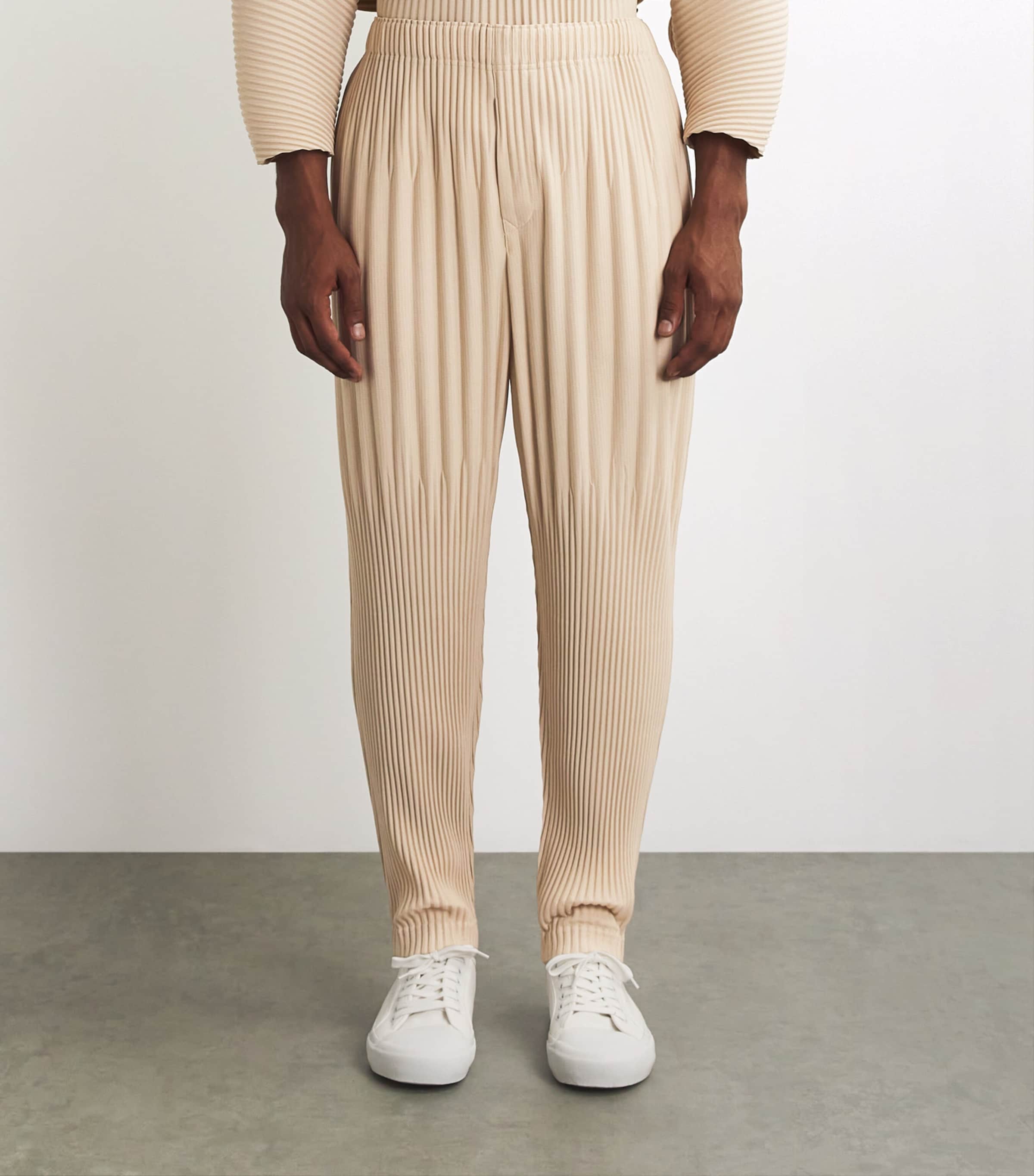Homme Plissé Issey Miyake Beige Pleated Tapered Trousers | Harrods US