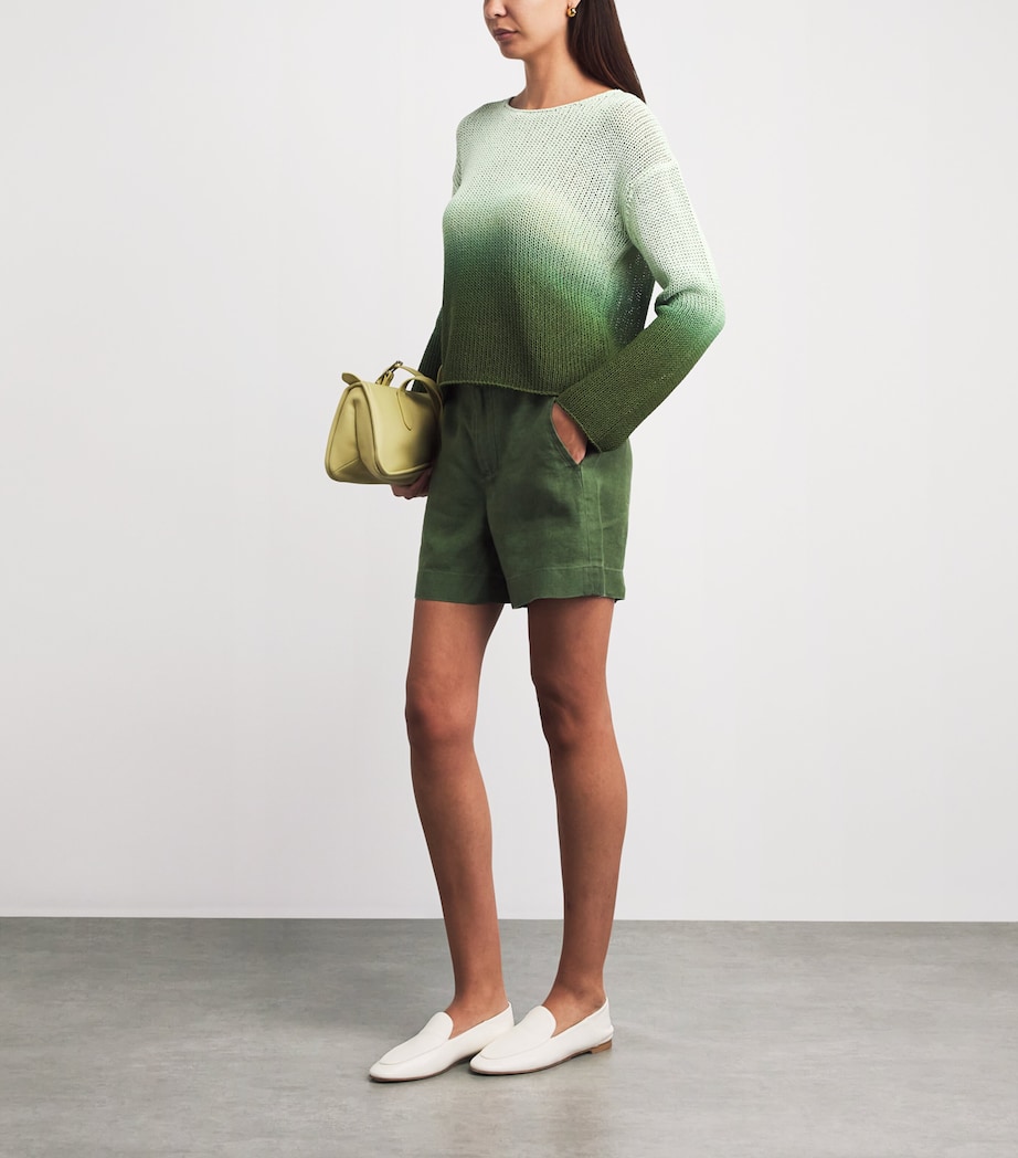 Vince Womens Cotton-Blend Dip Dye Sweater Sea Dew Combo Image 2