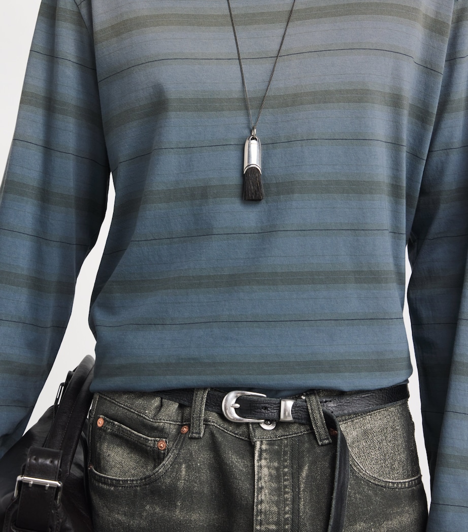 Our Legacy Mens Cotton Long-Sleeve Stripe T-Shirt Spray Fade Ghst Stip Image 6