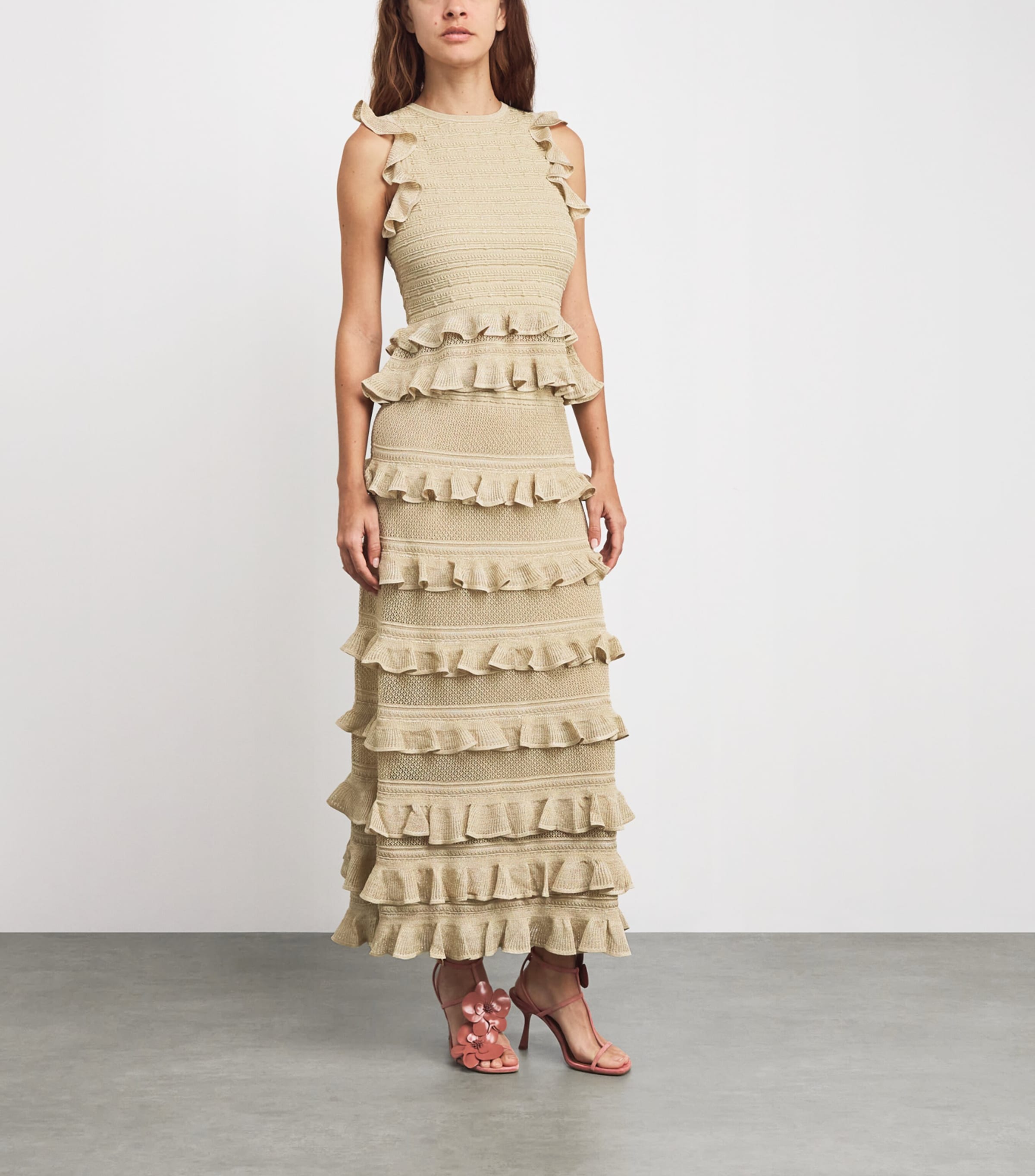 Leather Orchid Heeled Sandals 85 COR/CORAL Image 2