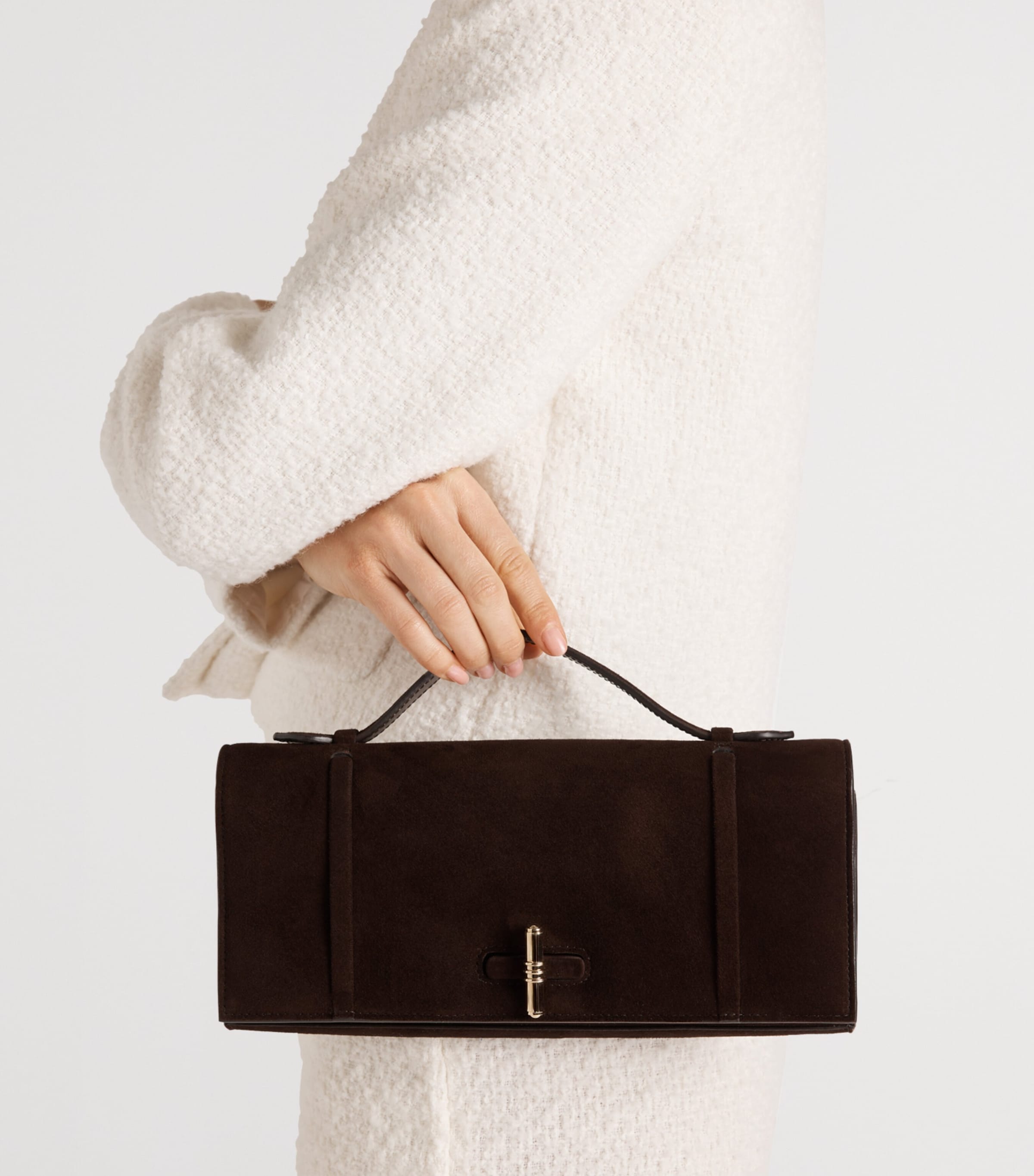 Suede May Clutch Bag EBONY Image 4