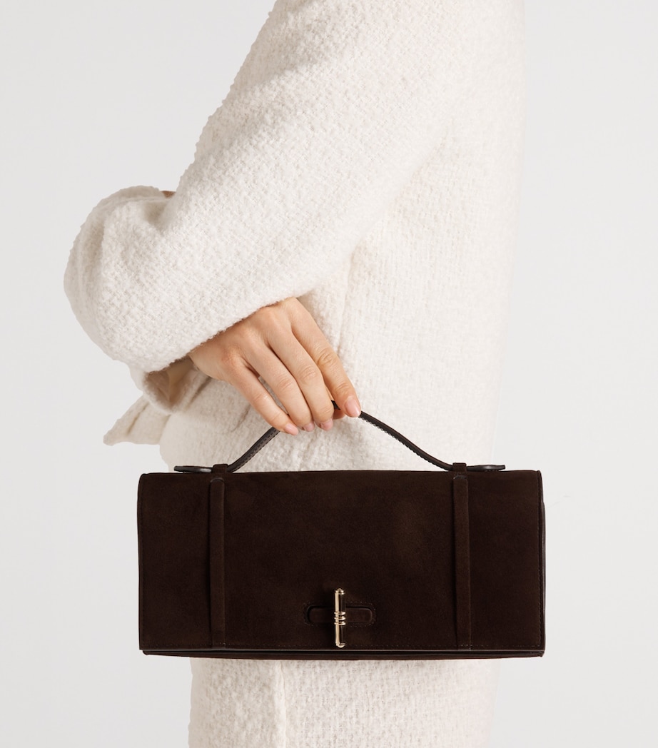 Suede May Clutch Bag EBONY Image 4