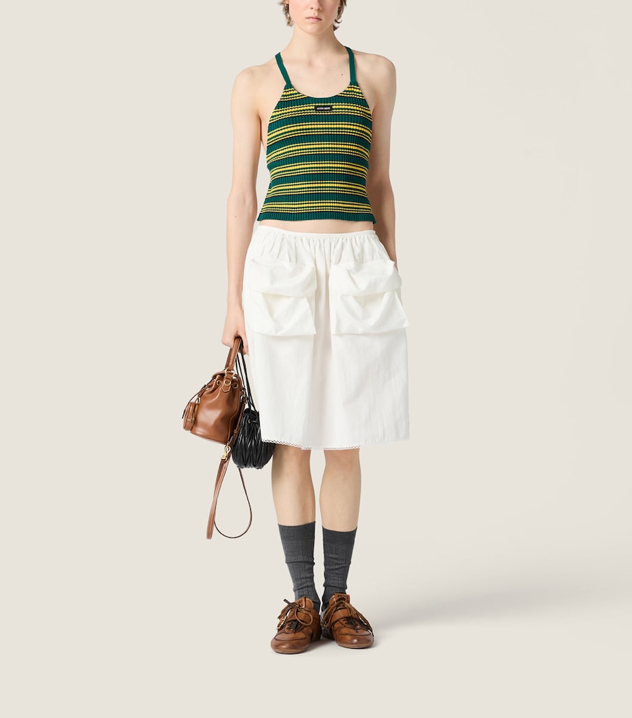 Miu Miu Womens Cotton Stripe Tank Top Green Image 2