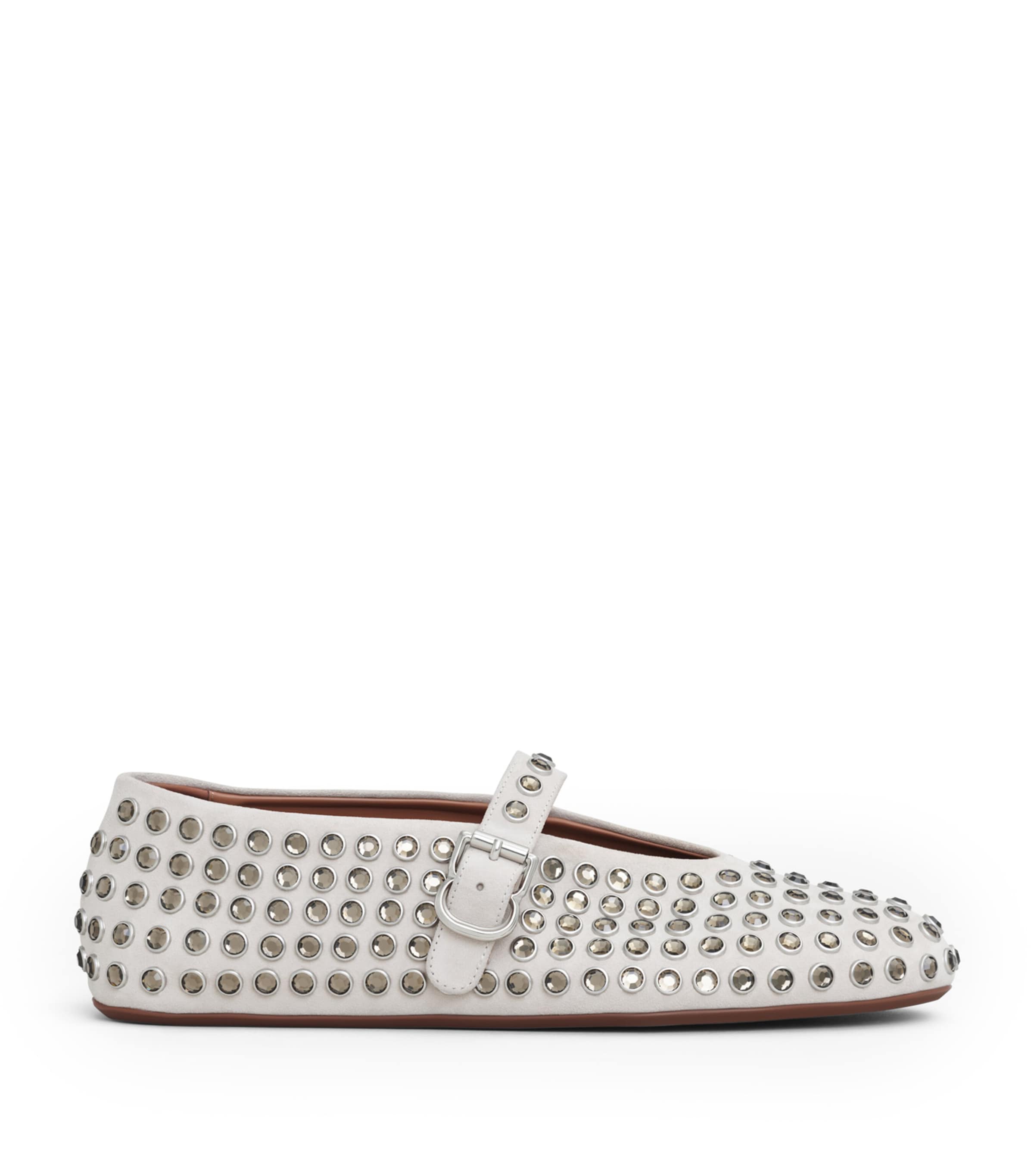 ALAÏA SUEDE EMBELLISHED BALLET FLATS
