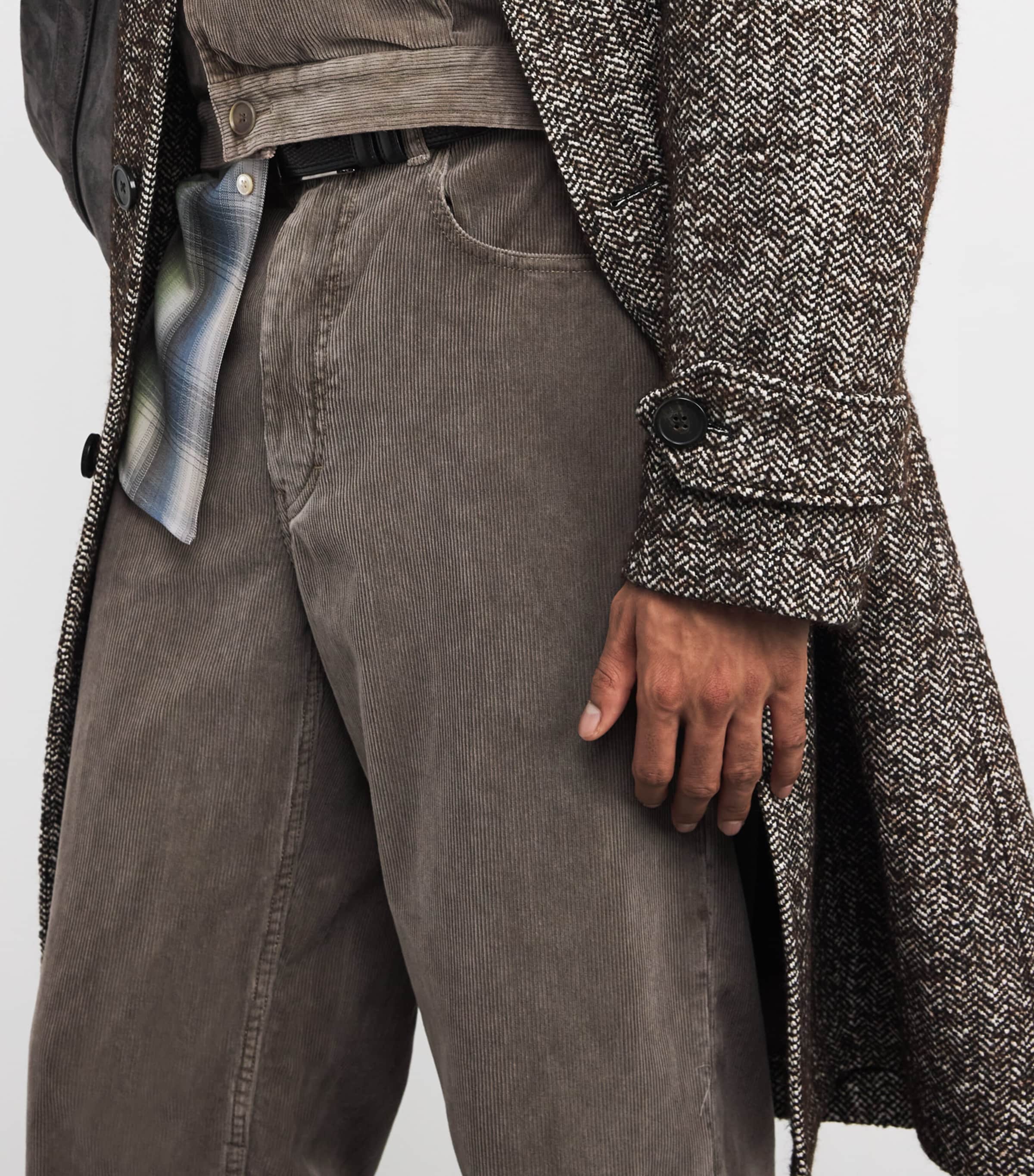 Corduroy Wide-Leg Jeans OLIVE BROWN Image 6