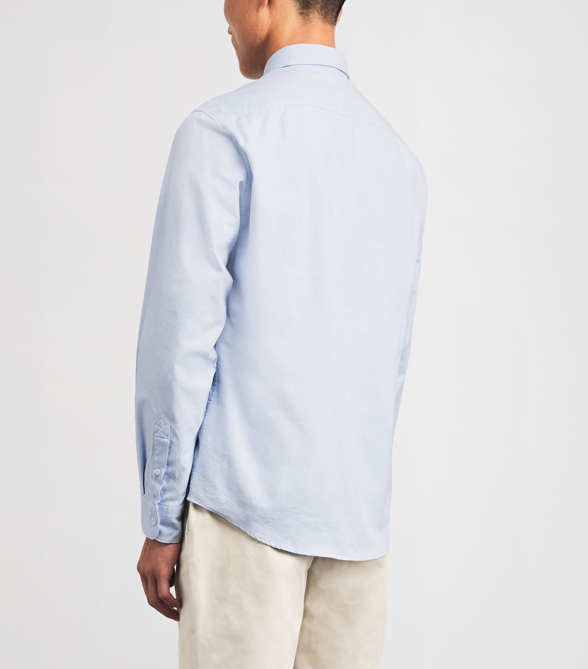 Sunspel Mens Cotton Oxford Shirt Light Blue Oxfo Image 5