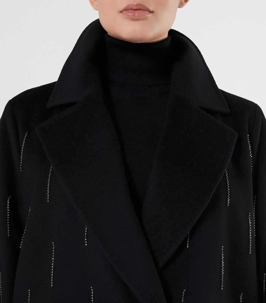 Virgin Wool Embellished Coat BLACK Image 5