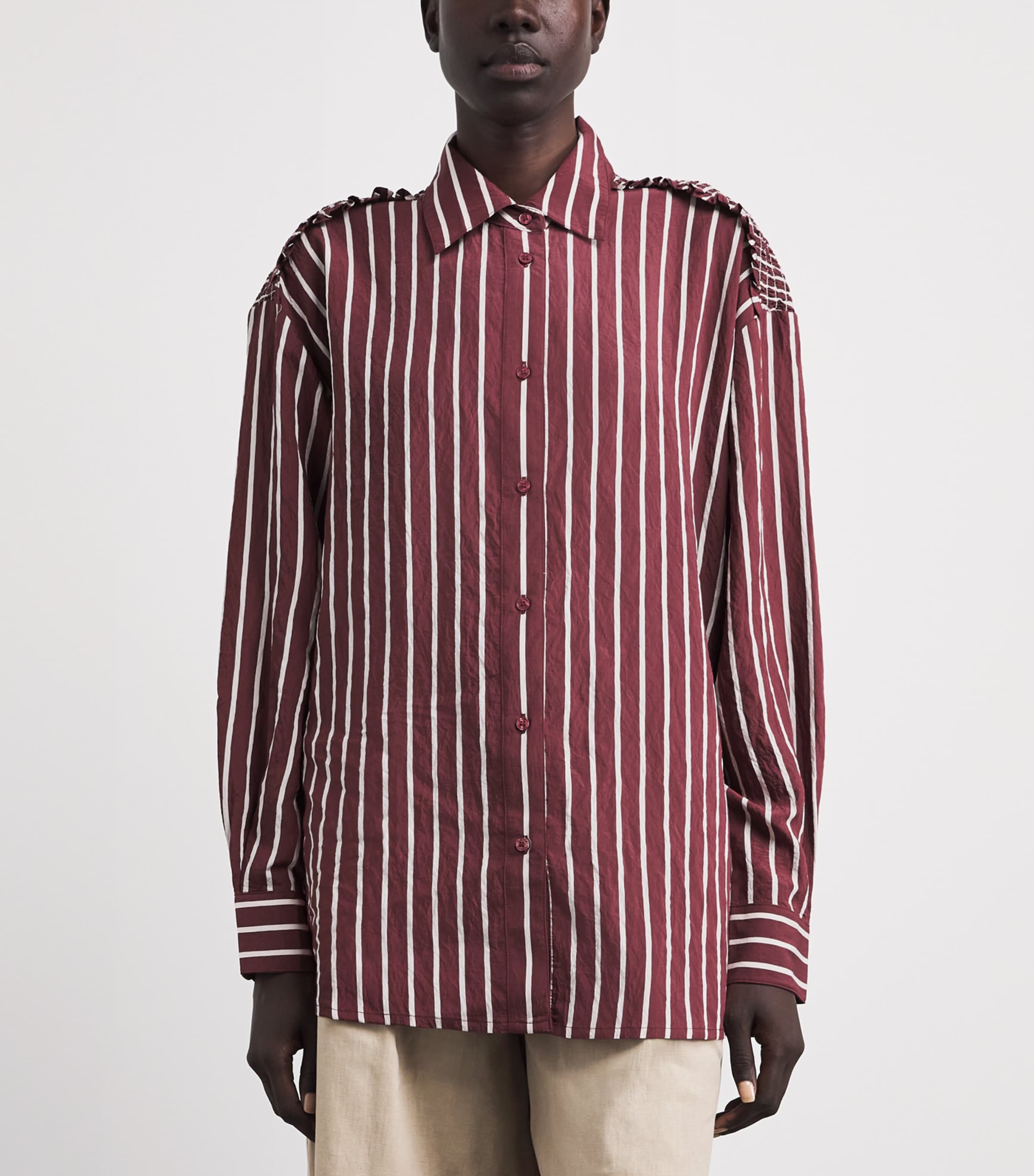 Claudie Pierlot Womens Oversized Stripe Shirt Dual Color Image 4