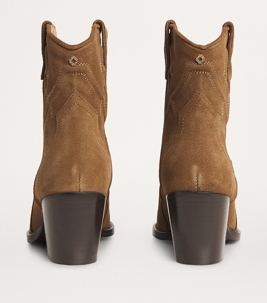 Maje Suede Heeled Boots Warm Brown Image 3