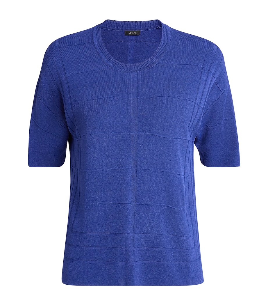 Joseph Womens Grid Knit T-Shirt Cobalt Image 1