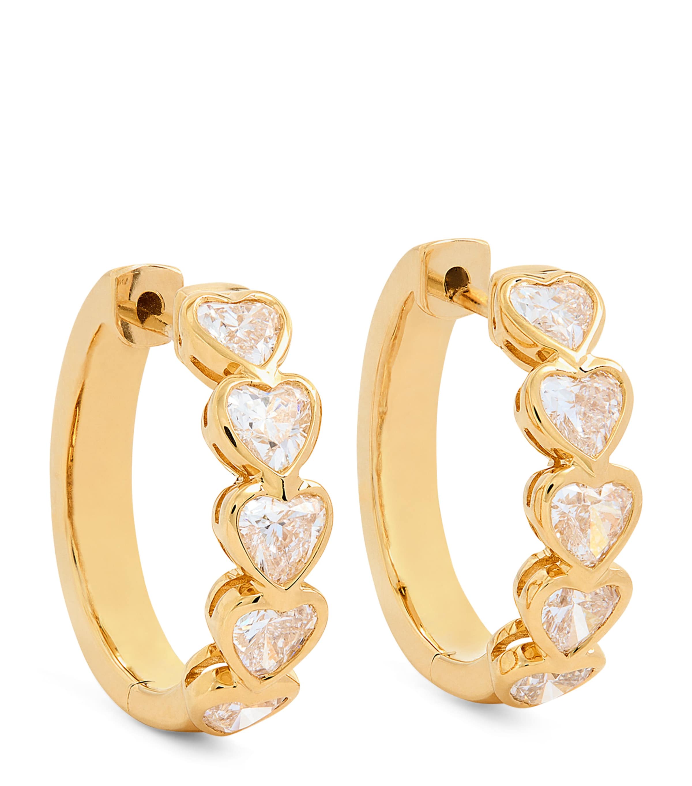 Anita Ko Medium Yellow Gold And Diamond Heart Hoop Earrings In Gold