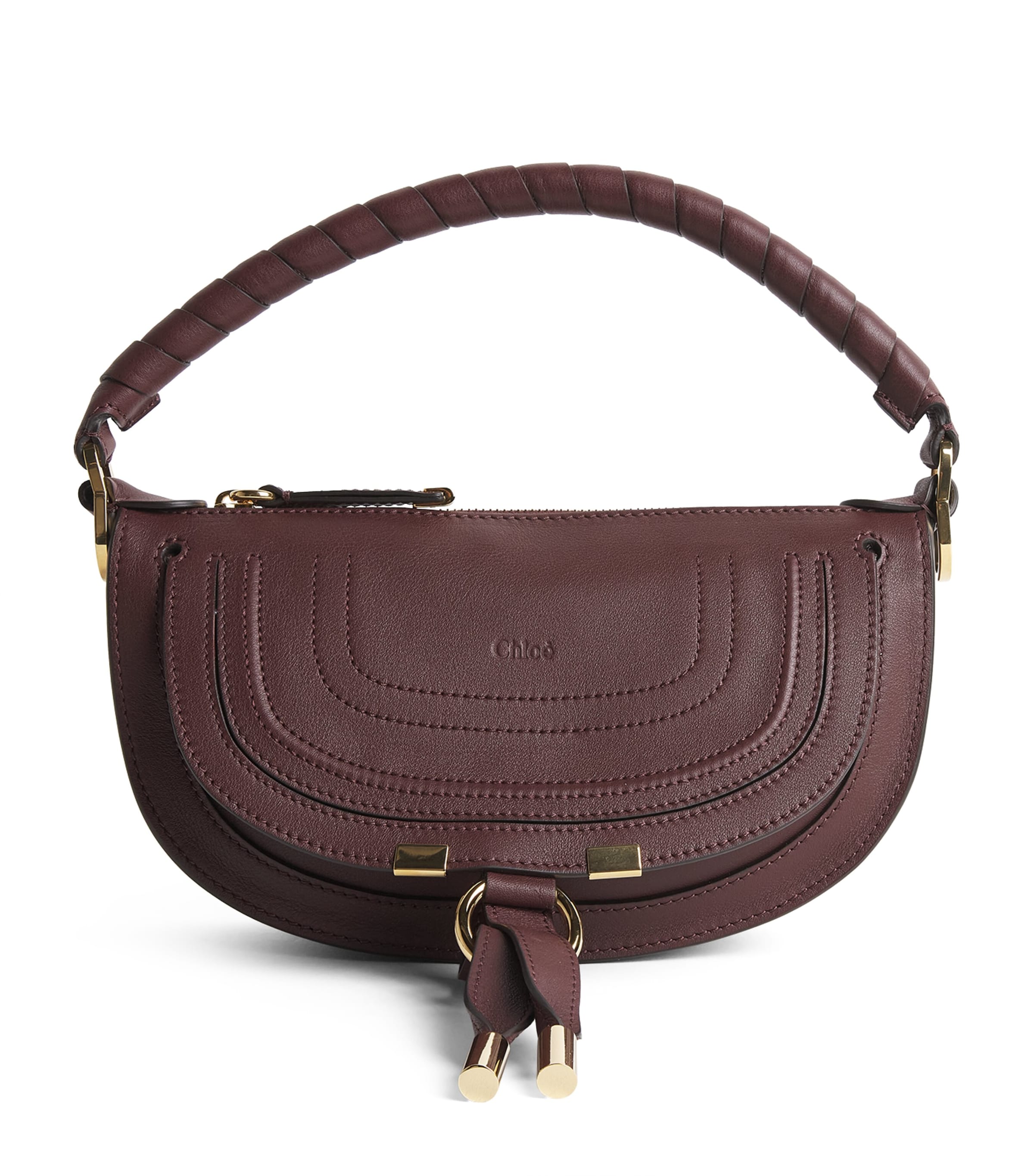 Chloé Mini Leather Marcie Shoulder Bag Dark Velvet Image 1