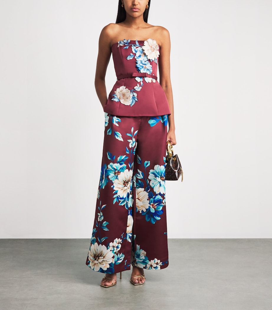 LEO LIN Womens Floral Elisha Wide-Leg Trousers Cosmos Print Image 2