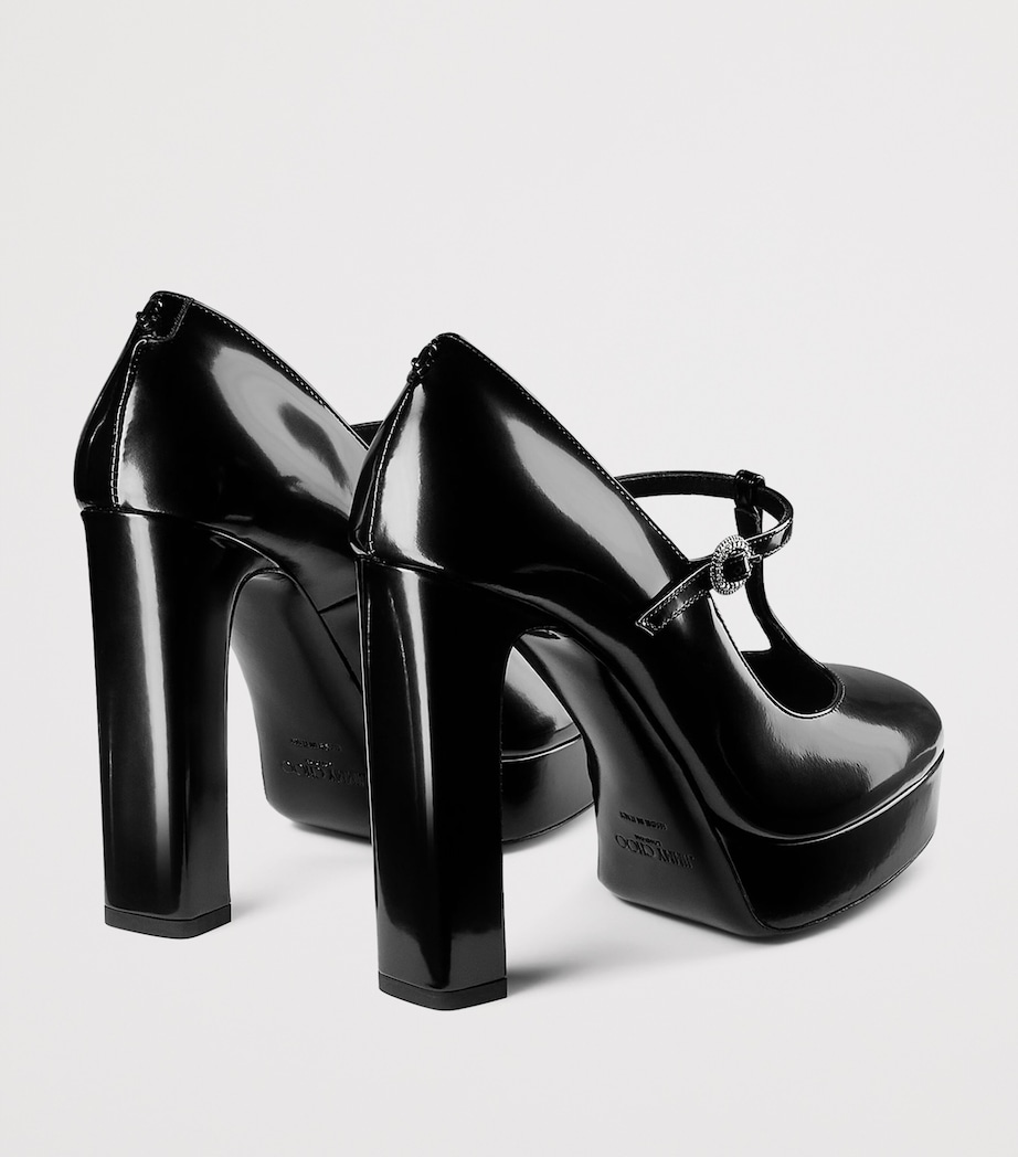 Marene 120 Leather Mary Jane Pumps BLACK/CRYSTAL Image 4