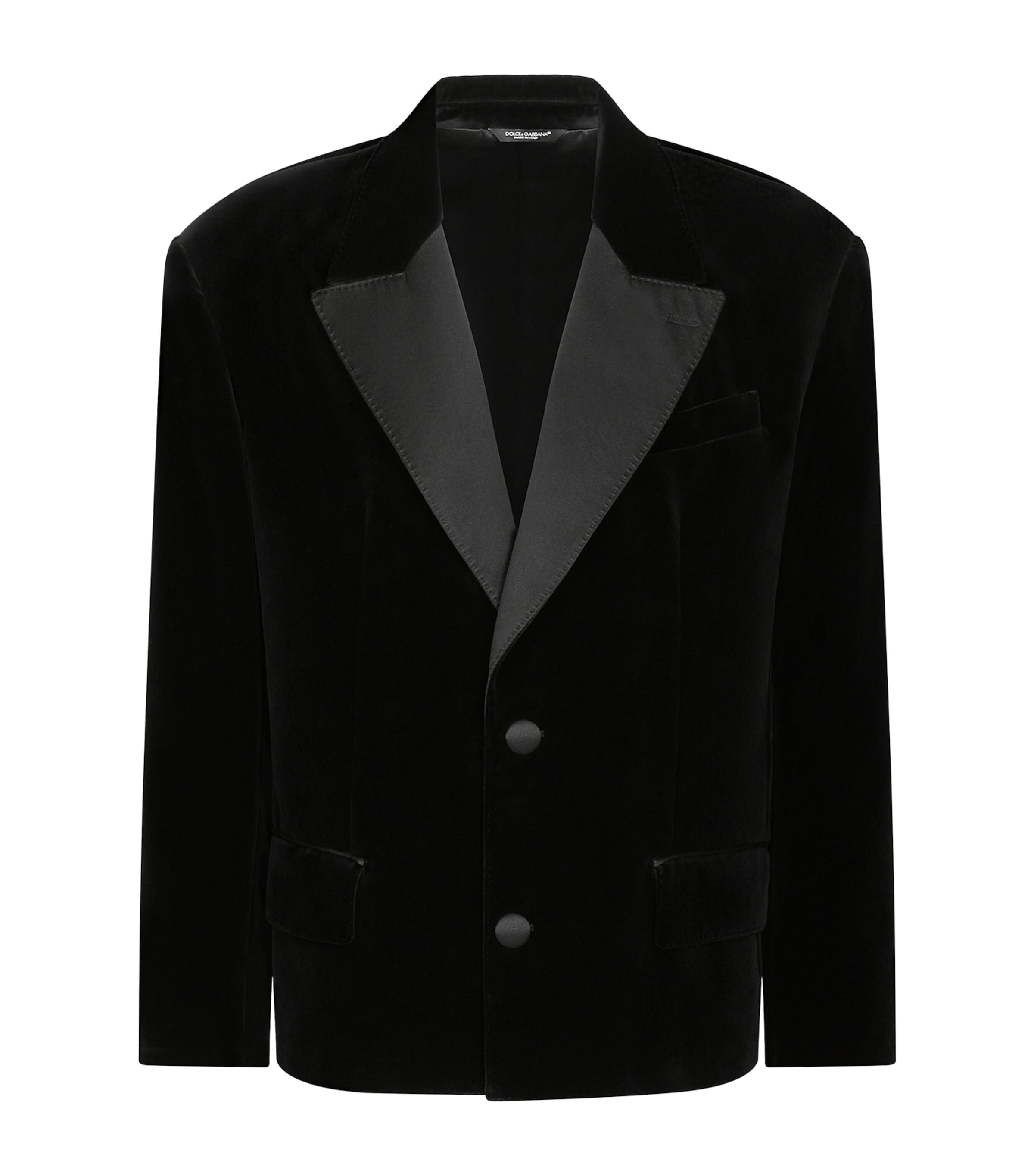 Dolce&Gabbana Mens Velvet Oversized Cropped Blazer Black Image 1