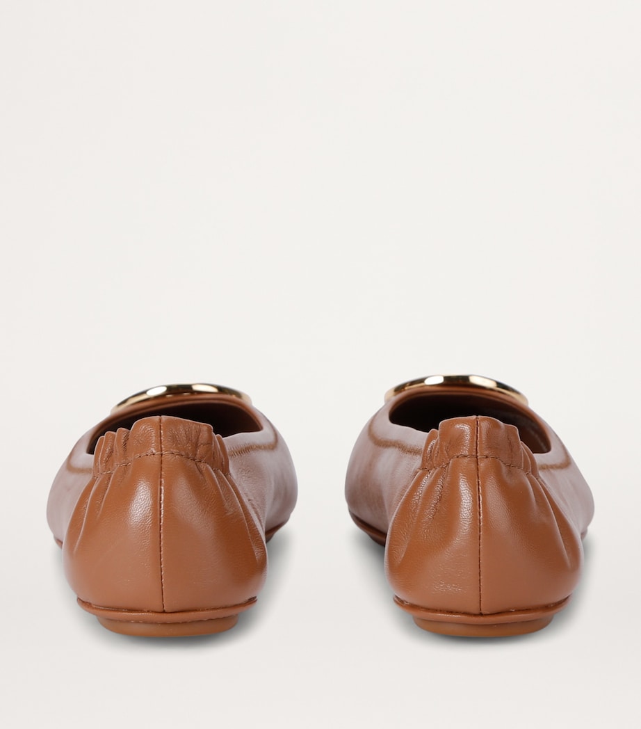 Leather Minnie Travel Ballet Flats TAN Image 2