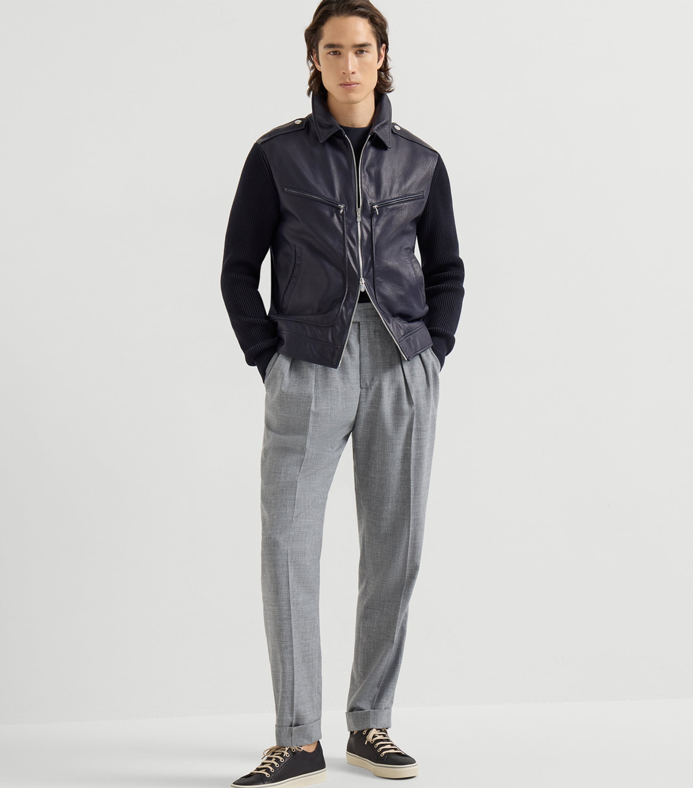 Knitted Leather Jacket CLJ86 Image 5