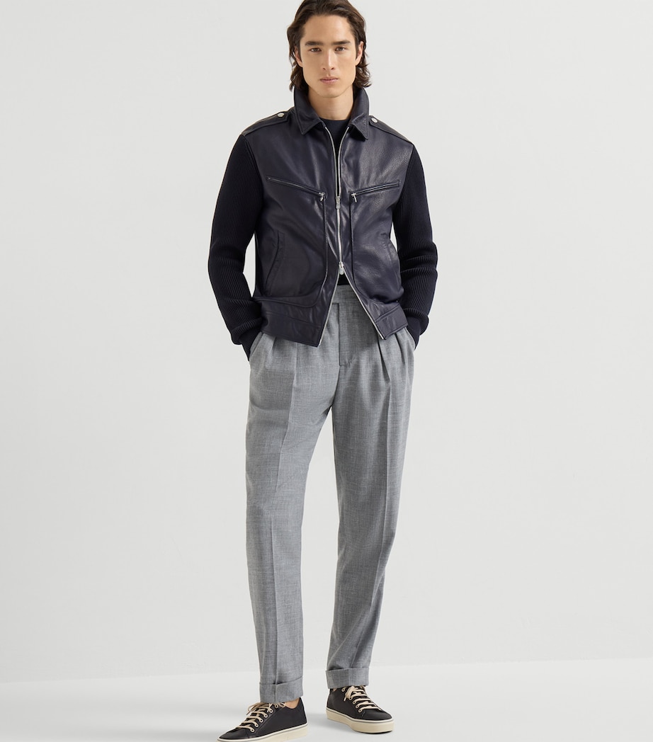 Knitted Leather Jacket CLJ86 Image 5