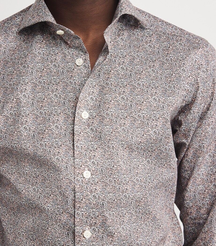Eton Mens Signature Twill Floral Slim Shirt Beige Image 6