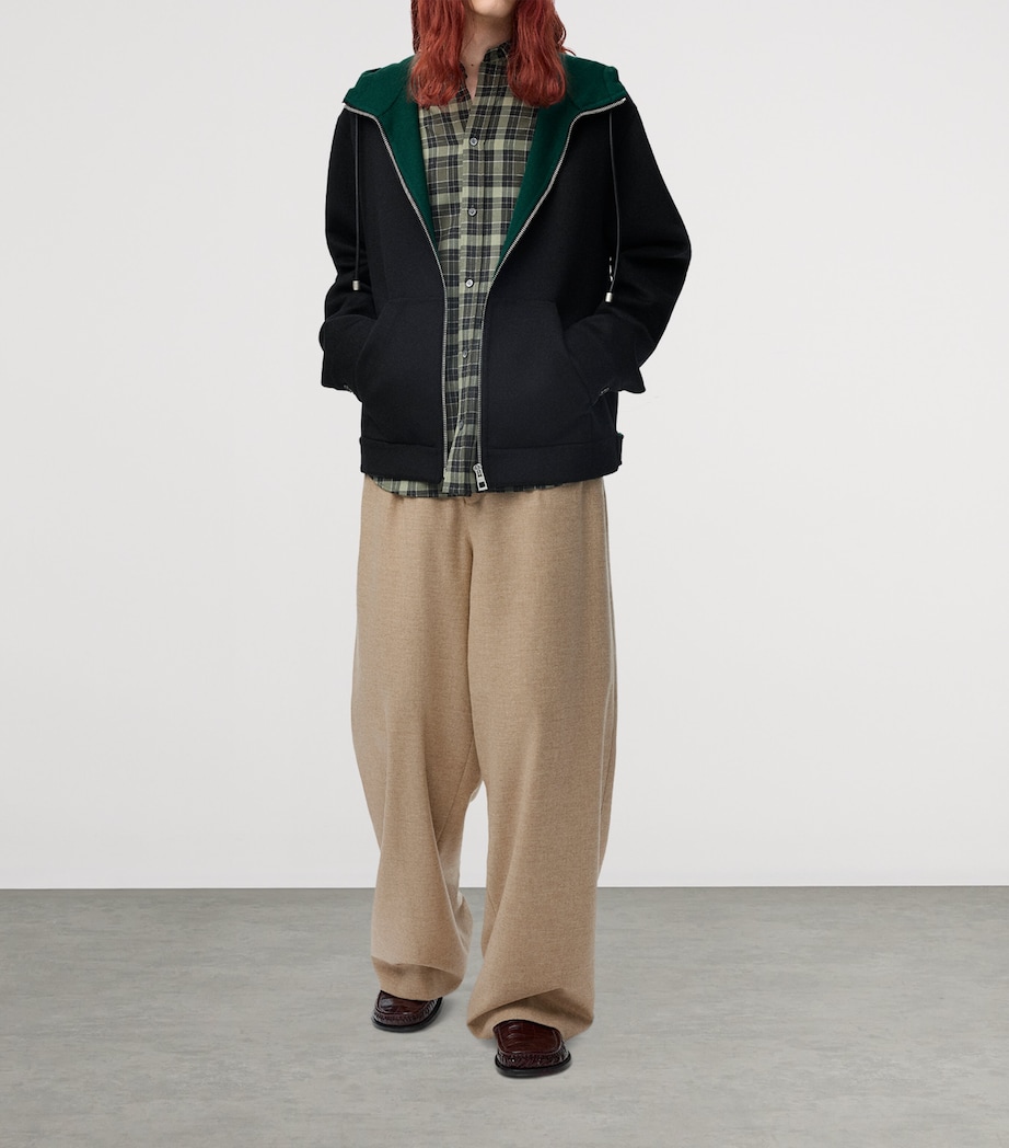 Wool-Cashmere Hooded Jacket BLACK/GREEN Image 2