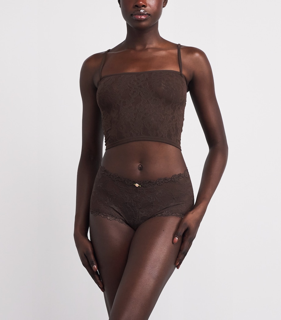 Knitted Lace Cropped Cami Top ESPRESSO Image 2