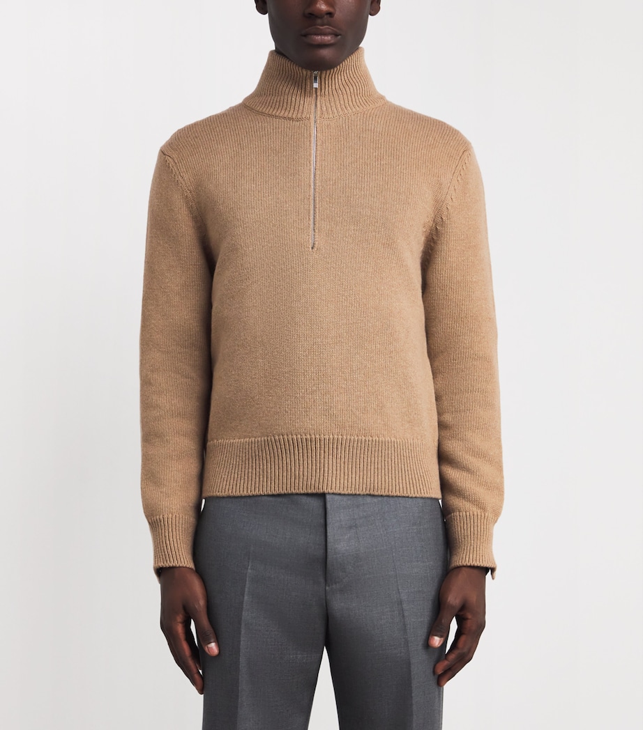 Merino Wool Geese Half-Zip Jumper MED BROWN Image 3