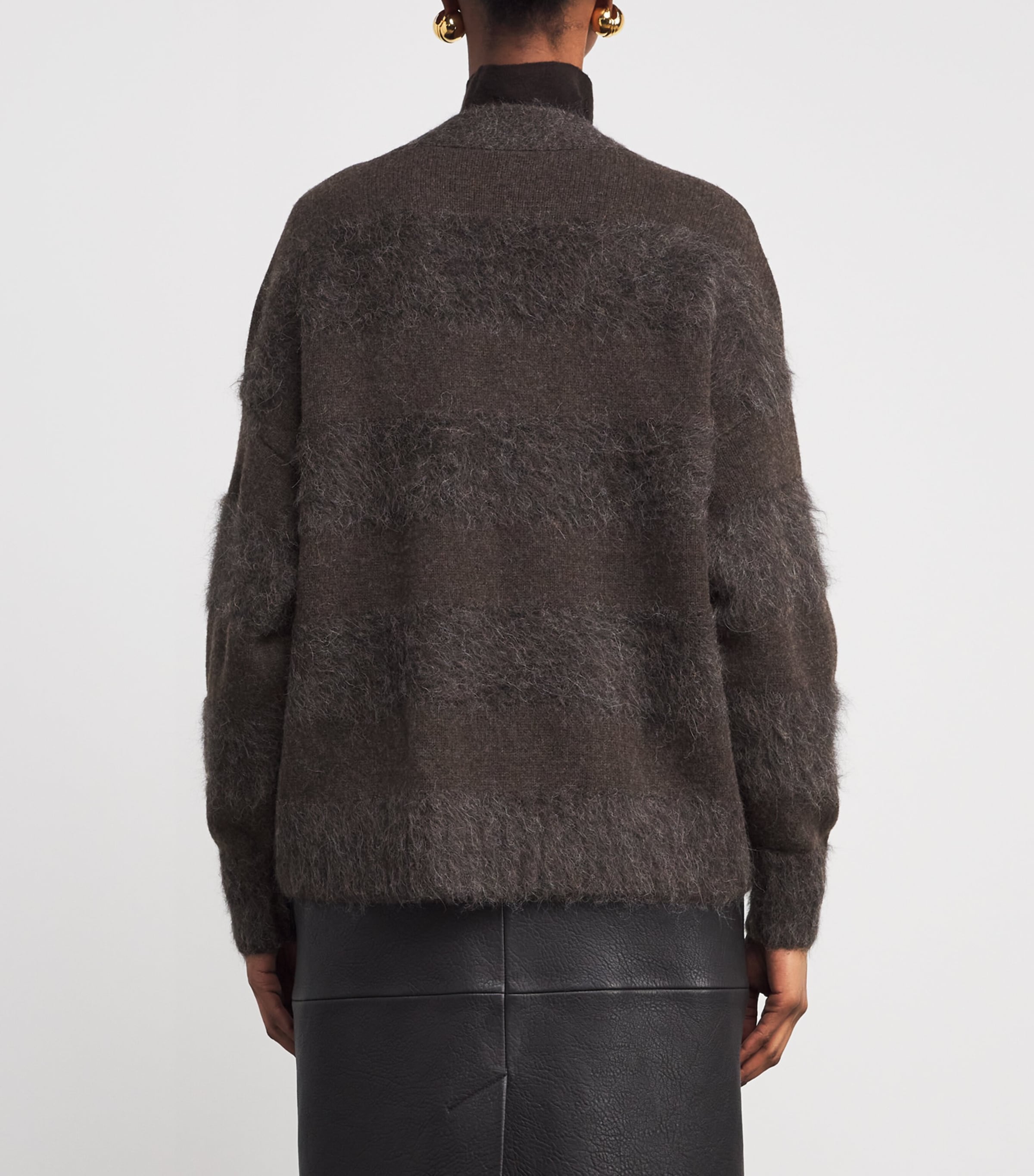 Brushed Stripe Stra Cardigan COCOA Image 4