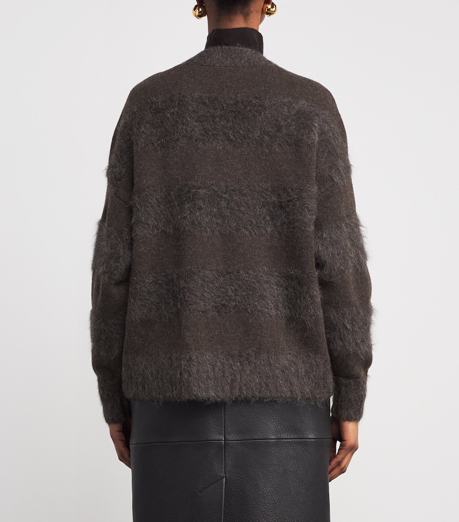 Brushed Stripe Stra Cardigan COCOA Image 4