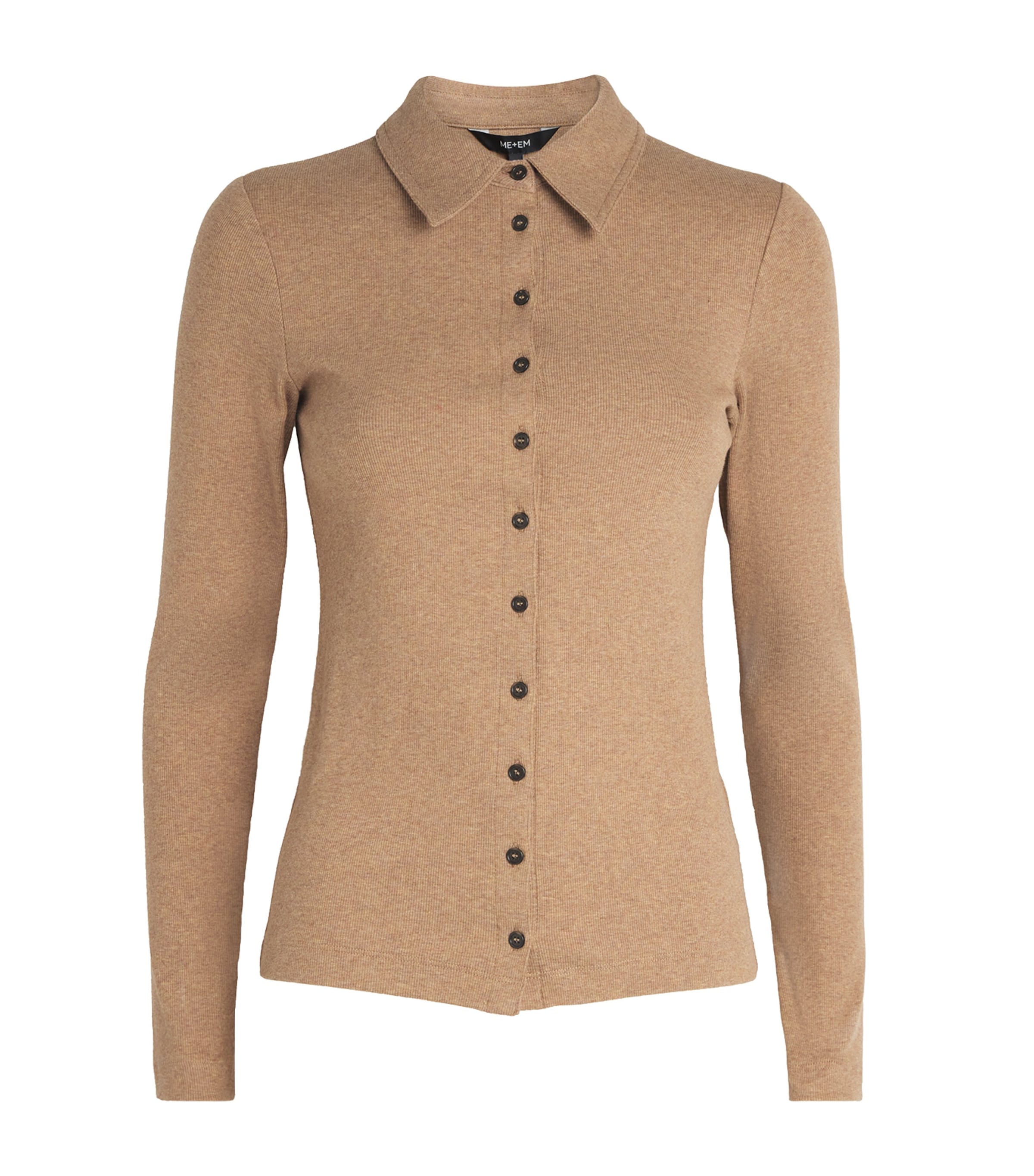 Me+em Organic Cotton-blend Ultimate Shirt In Brown