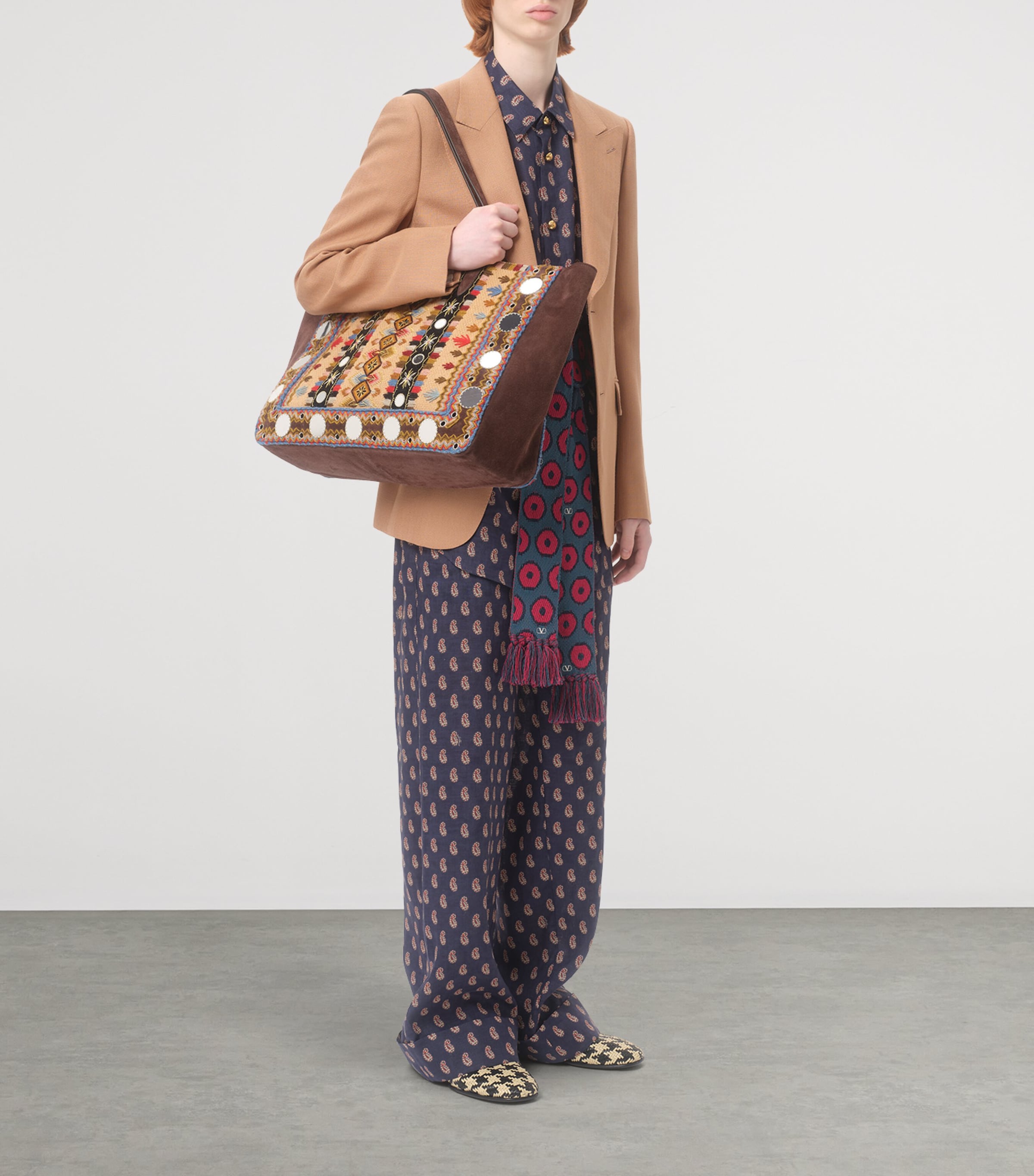 Linen Paisley Straight Trousers CLL Image 5