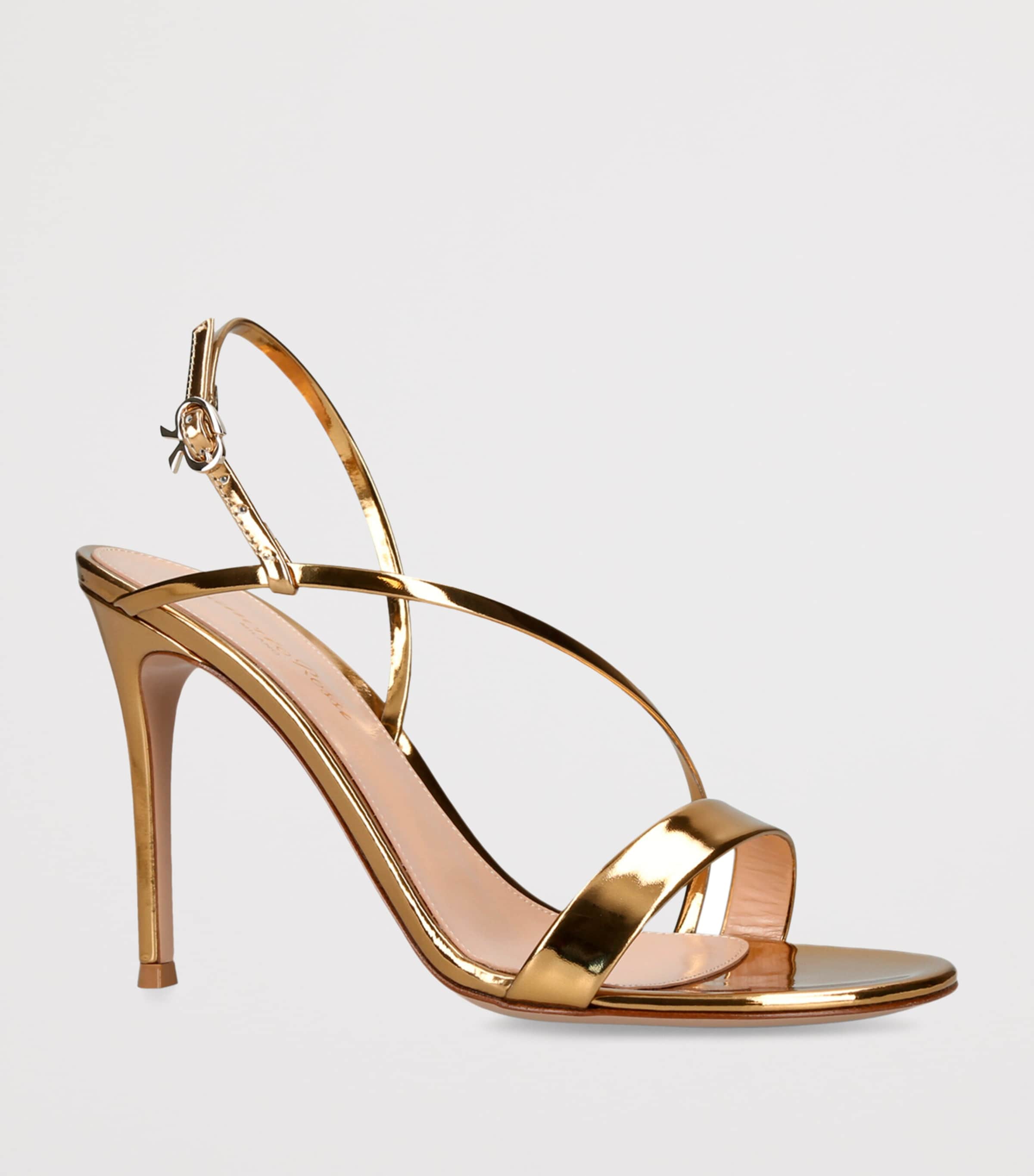 Gianvito Rossi Metallic Leather Manhattan Heeled Sandals 95 Gold Image 2