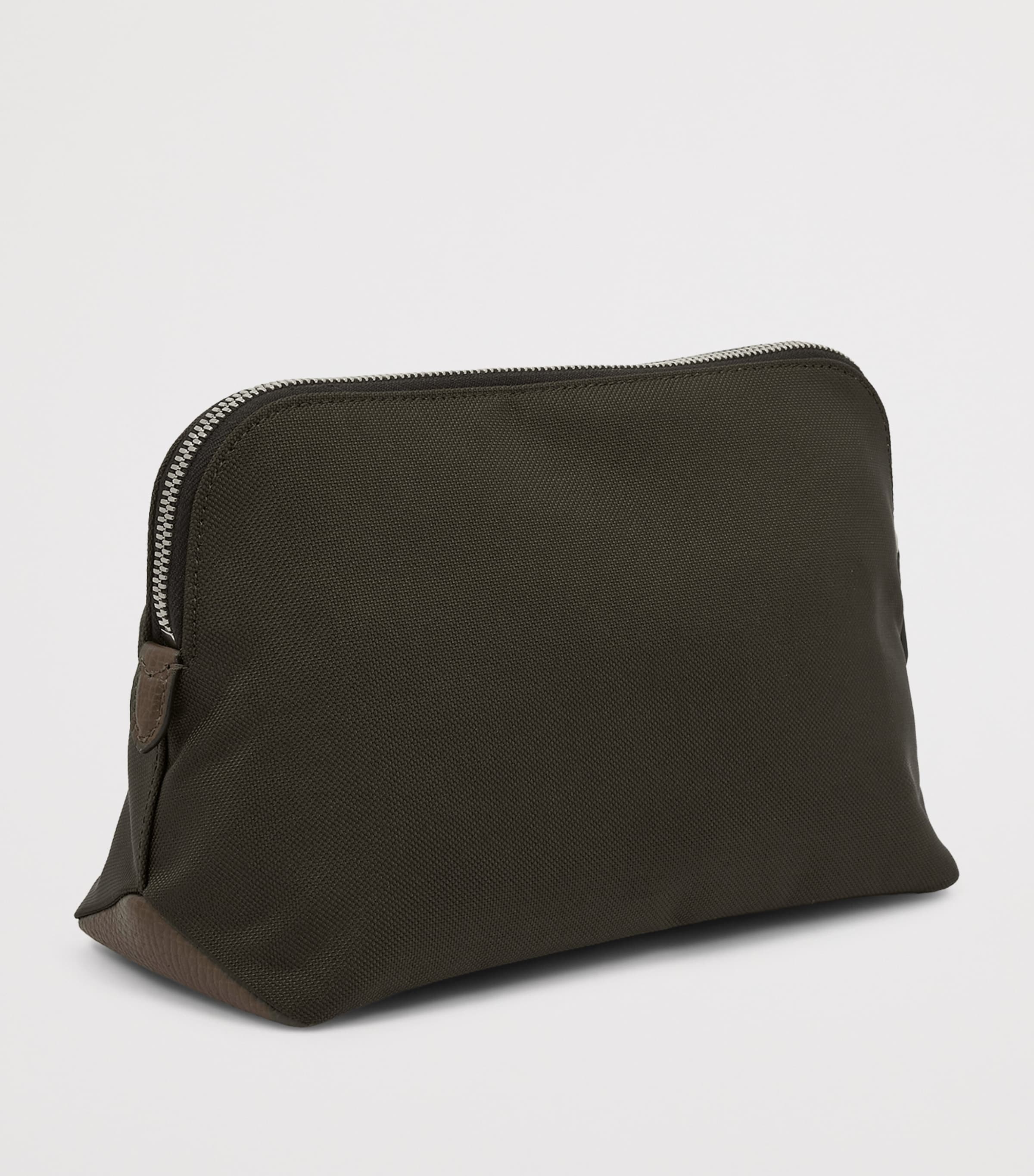 Smythson Canvas Wash Bag Dark Moss Image 2