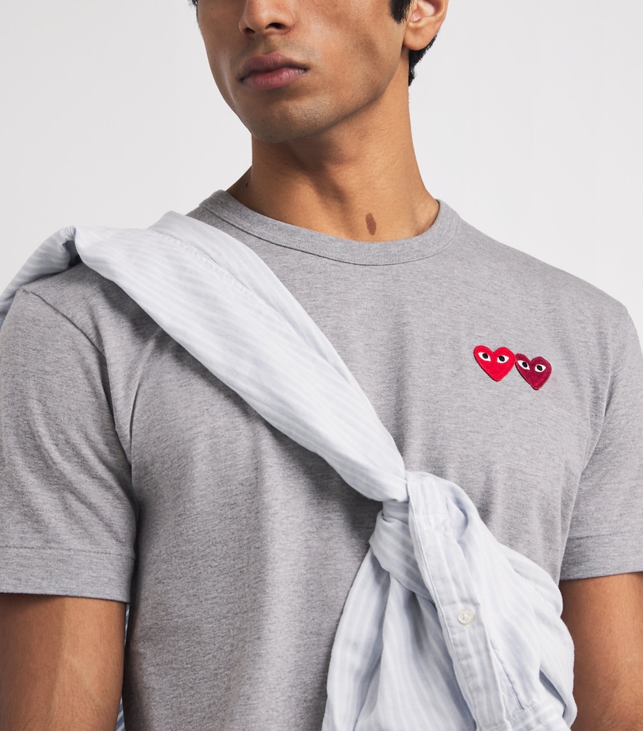 Embroidered Double-Heart T-Shirt 3 - GREY Image 6