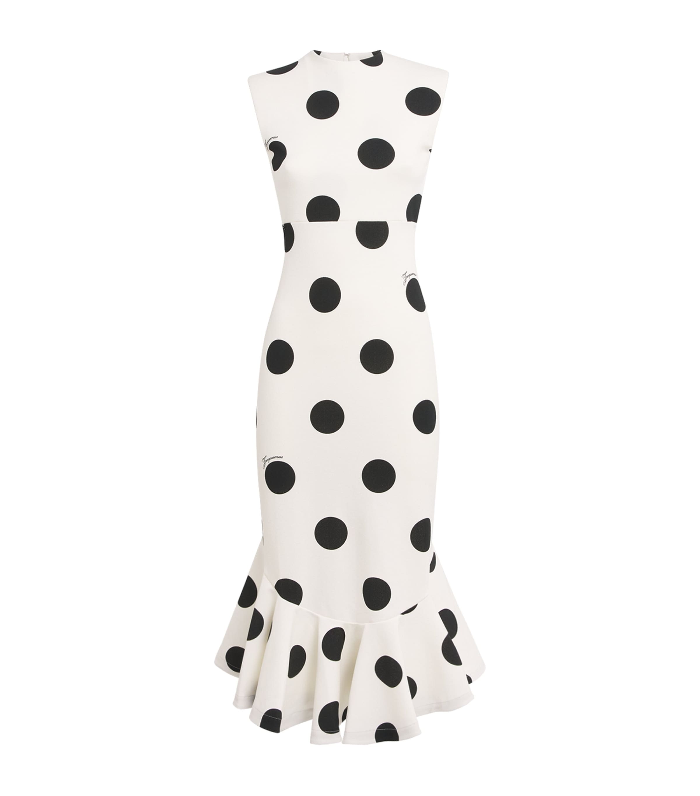 Jacquemus Womens Polka-Dot Palmier Midi Dress Dts Logo W/b Image 1