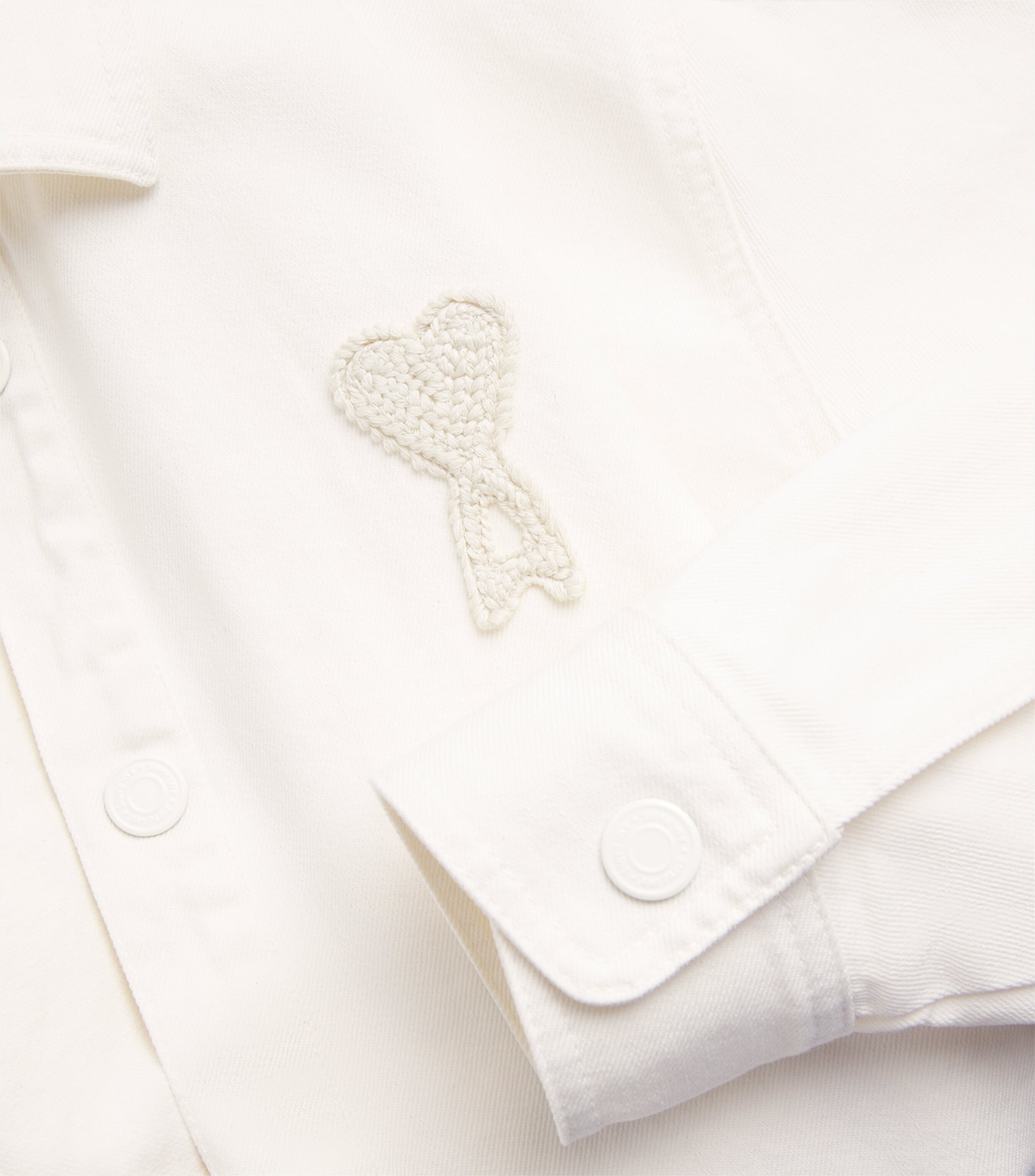 AMI Paris Mens Cotton Ami de Coeur Overshirt Blanc Creme Image 6