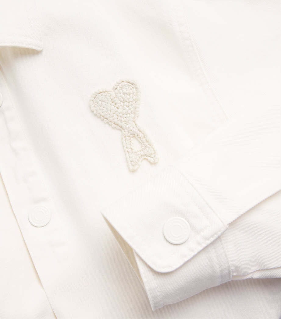 AMI Paris Mens Cotton Ami de Coeur Overshirt Blanc Creme Image 6