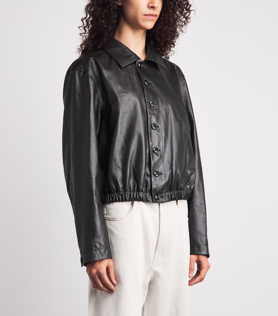 Lemaire Womens Soft Leather Blouson Jacket Dark Espresso Image 4