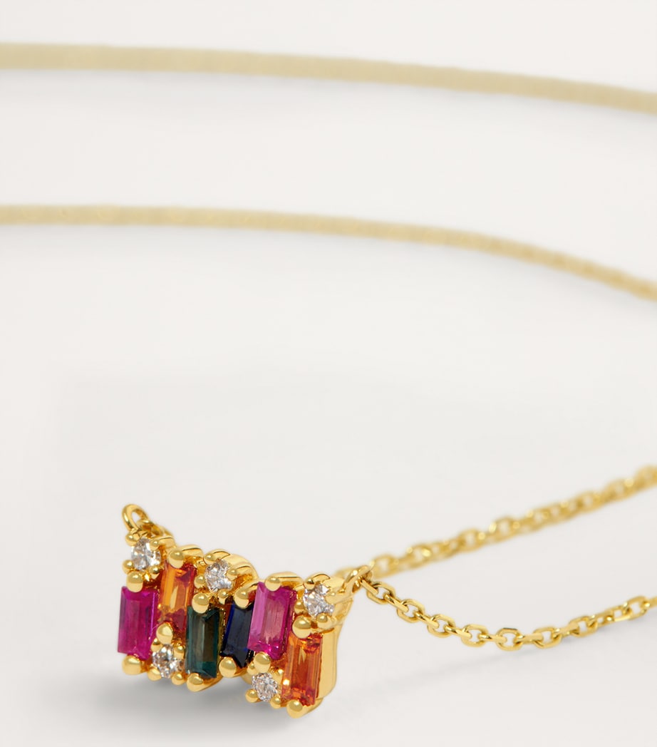 Yellow Gold, Diamond and Sapphire Shimmer Pendant Necklace 18K YG/RS Image 5