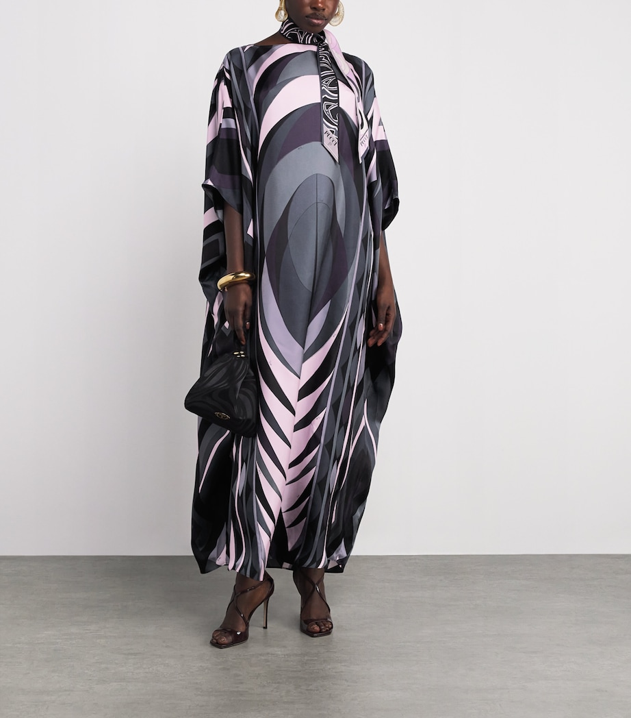 Silk Printed Scarf 1/BLACK PINK Image 2