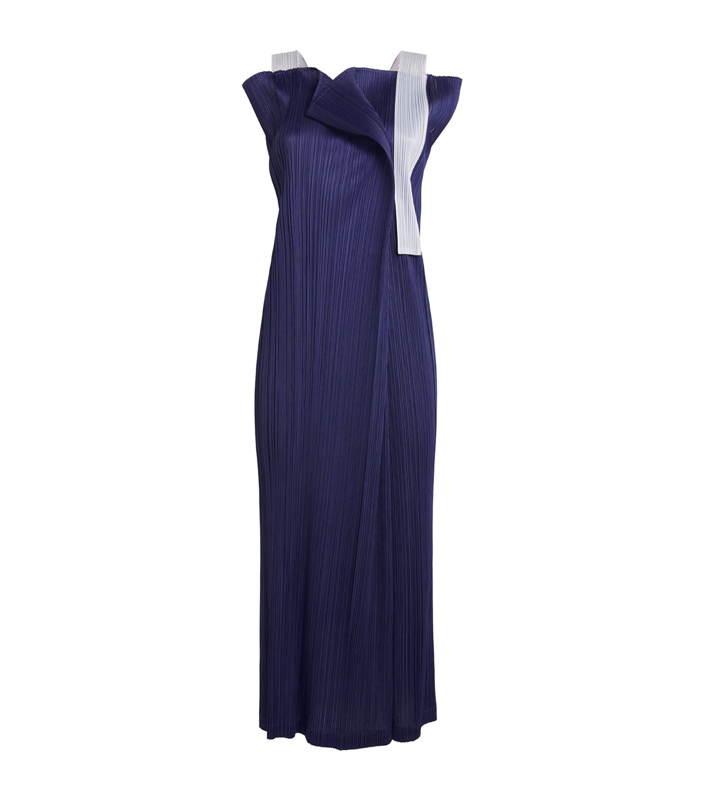 Issey Miyake Pleated Comet Midi Dress In Blue