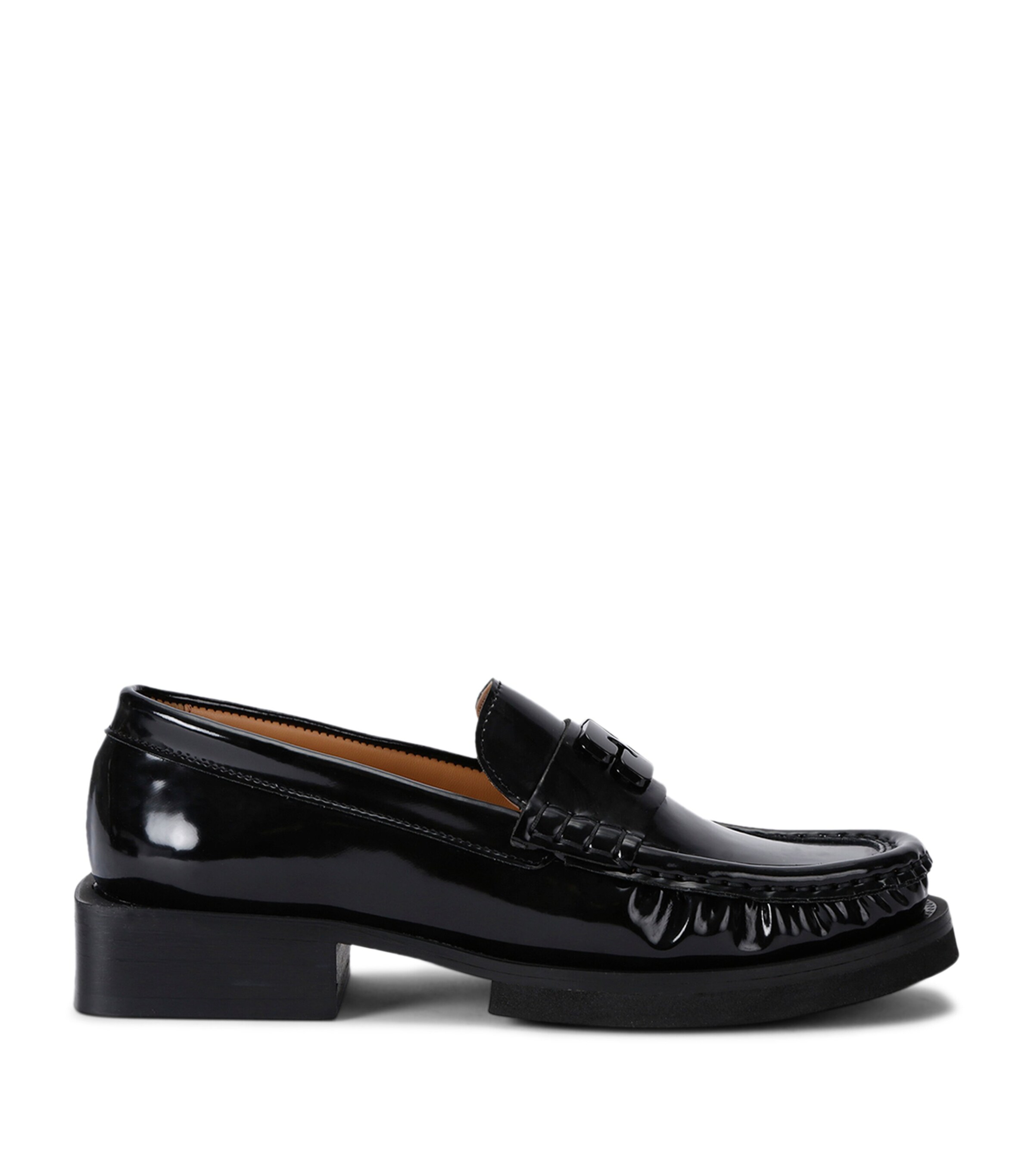 Ganni Black Patent Leather Loafers In Black