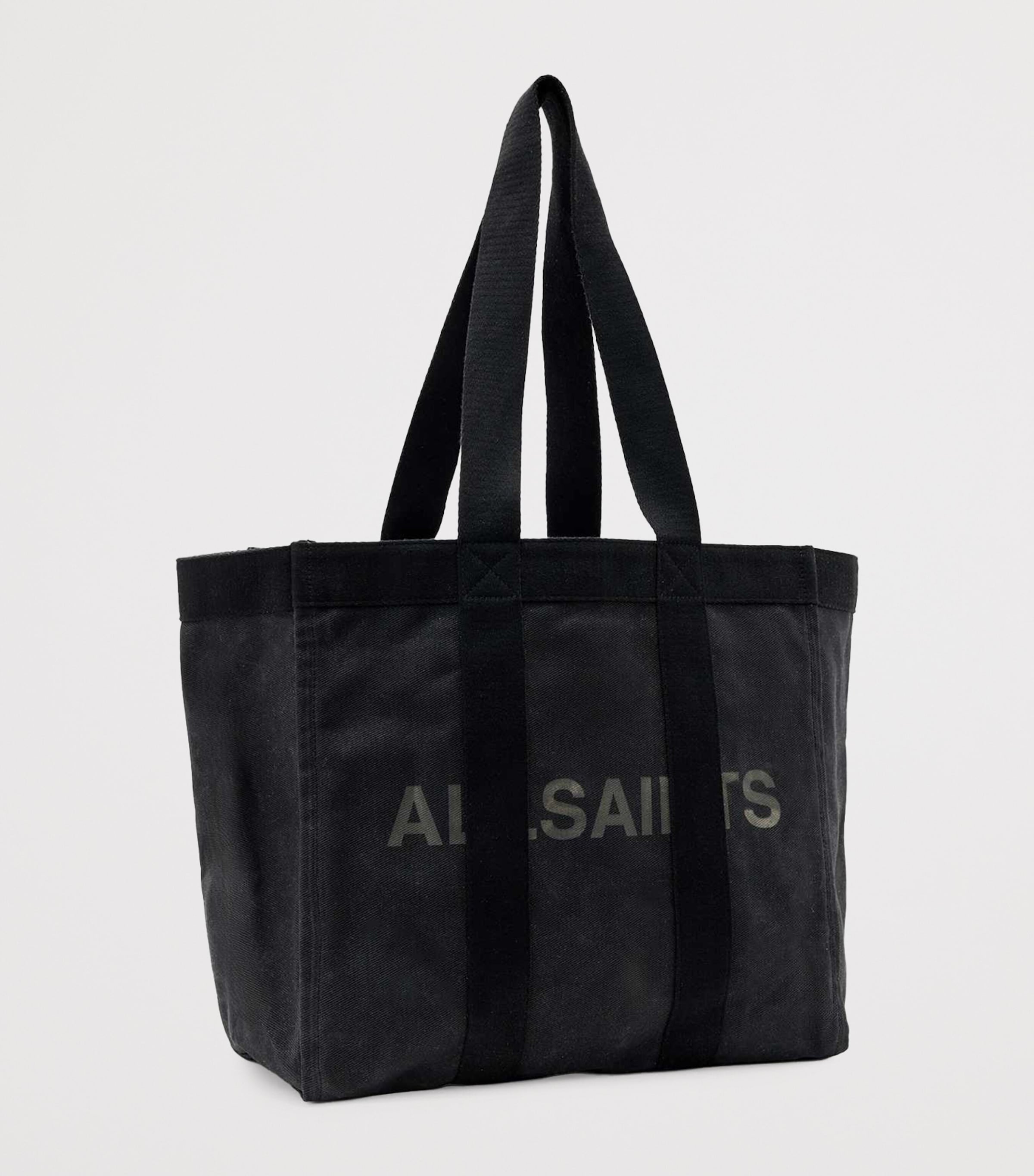 AllSaints Organic Cotton Canvas Layo Tote Bag Washed Black Image 3